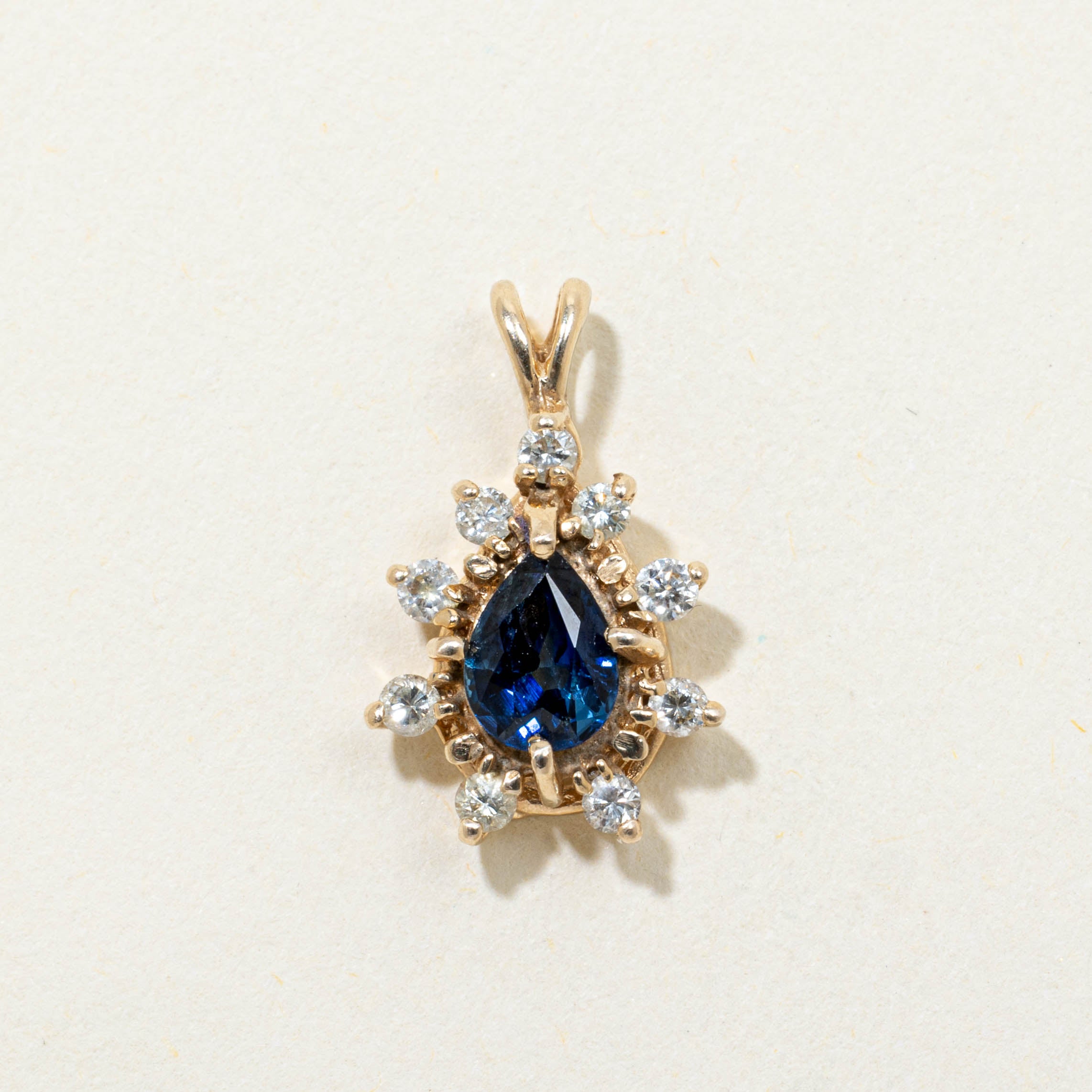14k Sapphire & Diamond Petal Halo Pendant | 0.60ct, 0.10ctw