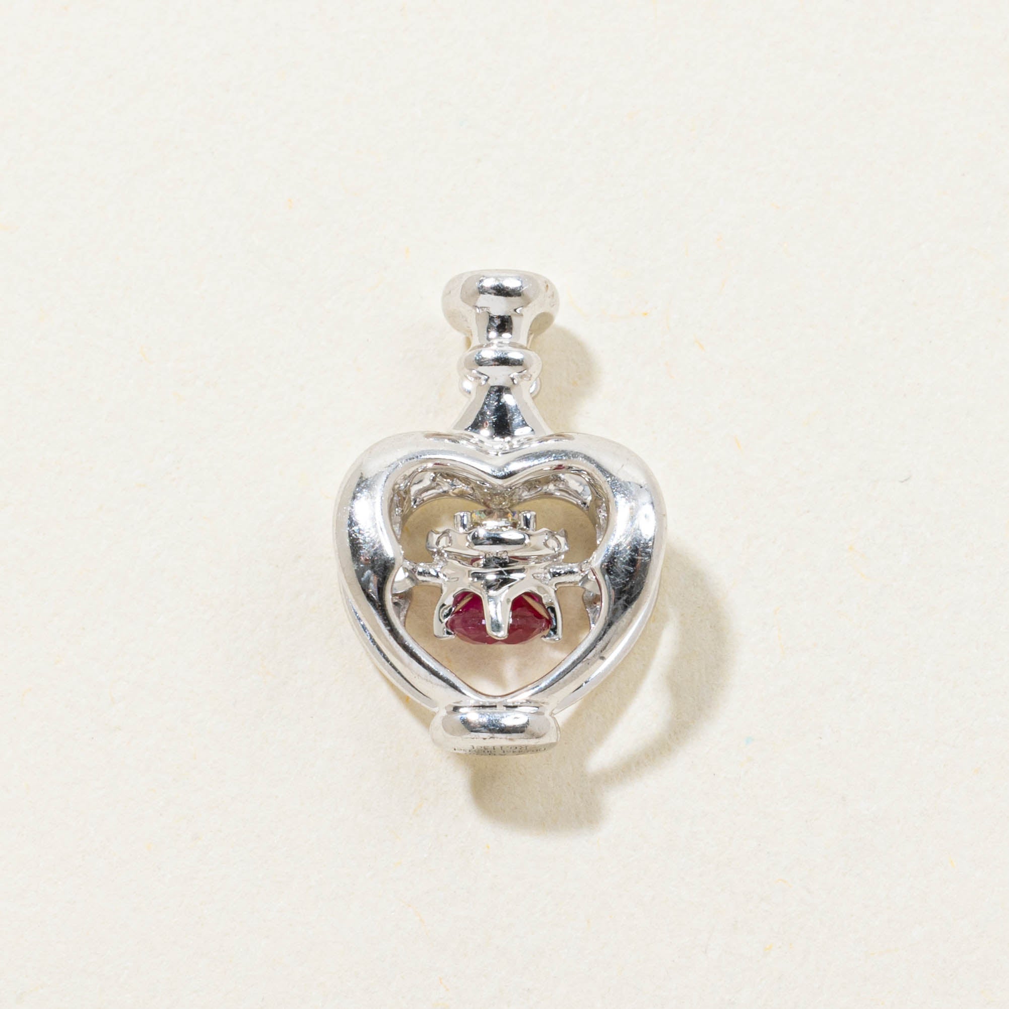 18k Ruby & Diamond Heart Pendant | 0.07ctw, 0.10ct