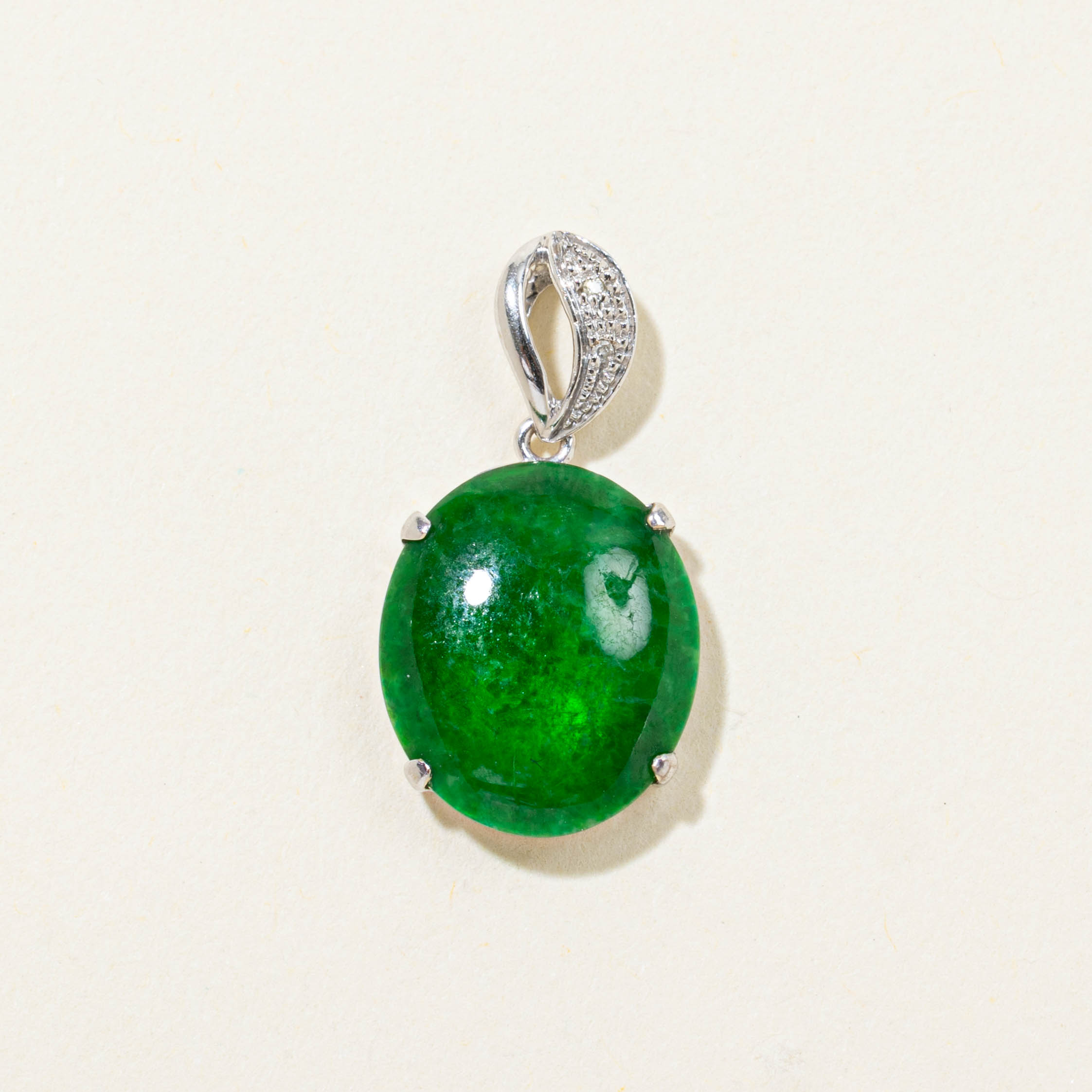 18k Jadeite and Diamond Pendant | 4.00ct, 0.01ctw