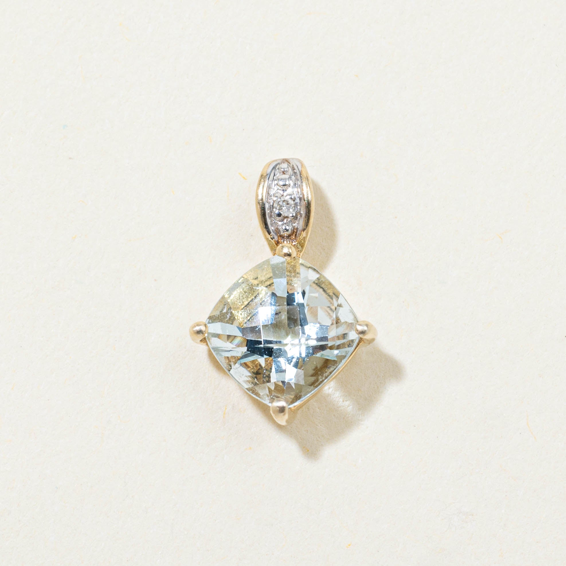 10k Aquamarine & Diamond Accented Pendant | 1.14ct, 0.01ctw