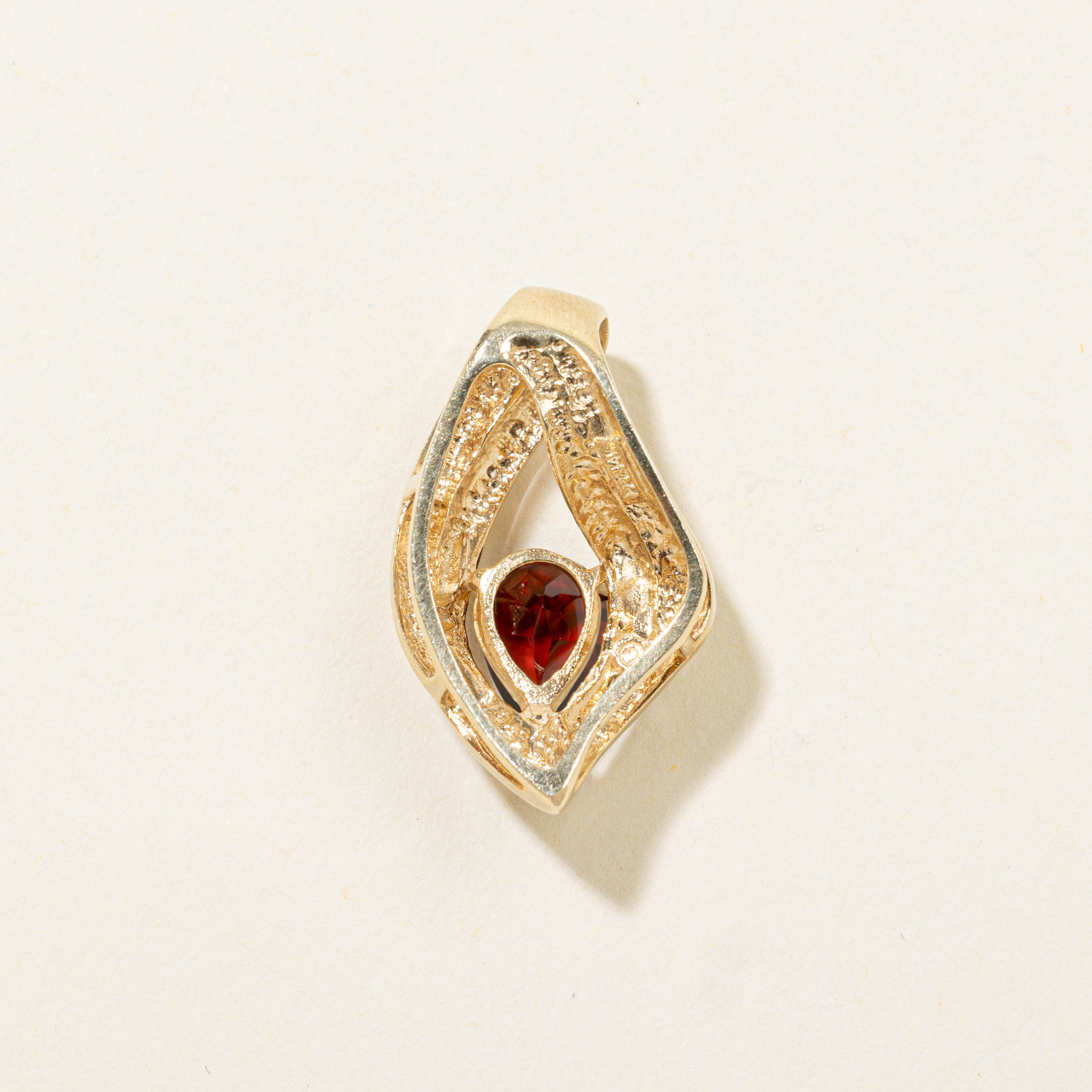 14k Garnet & Diamond Abstract Pendant | 1.60ct, 0.03ctw