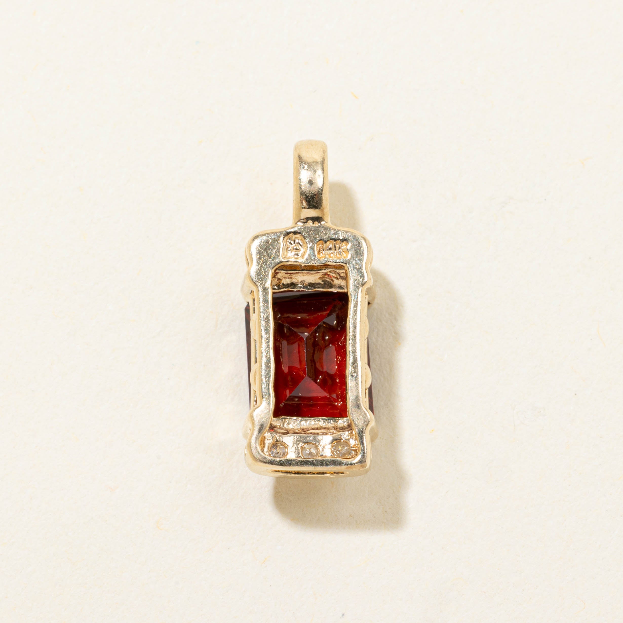 14k Garnet & Diamond Accented Pendant | 2.50ct, 0.03ctw