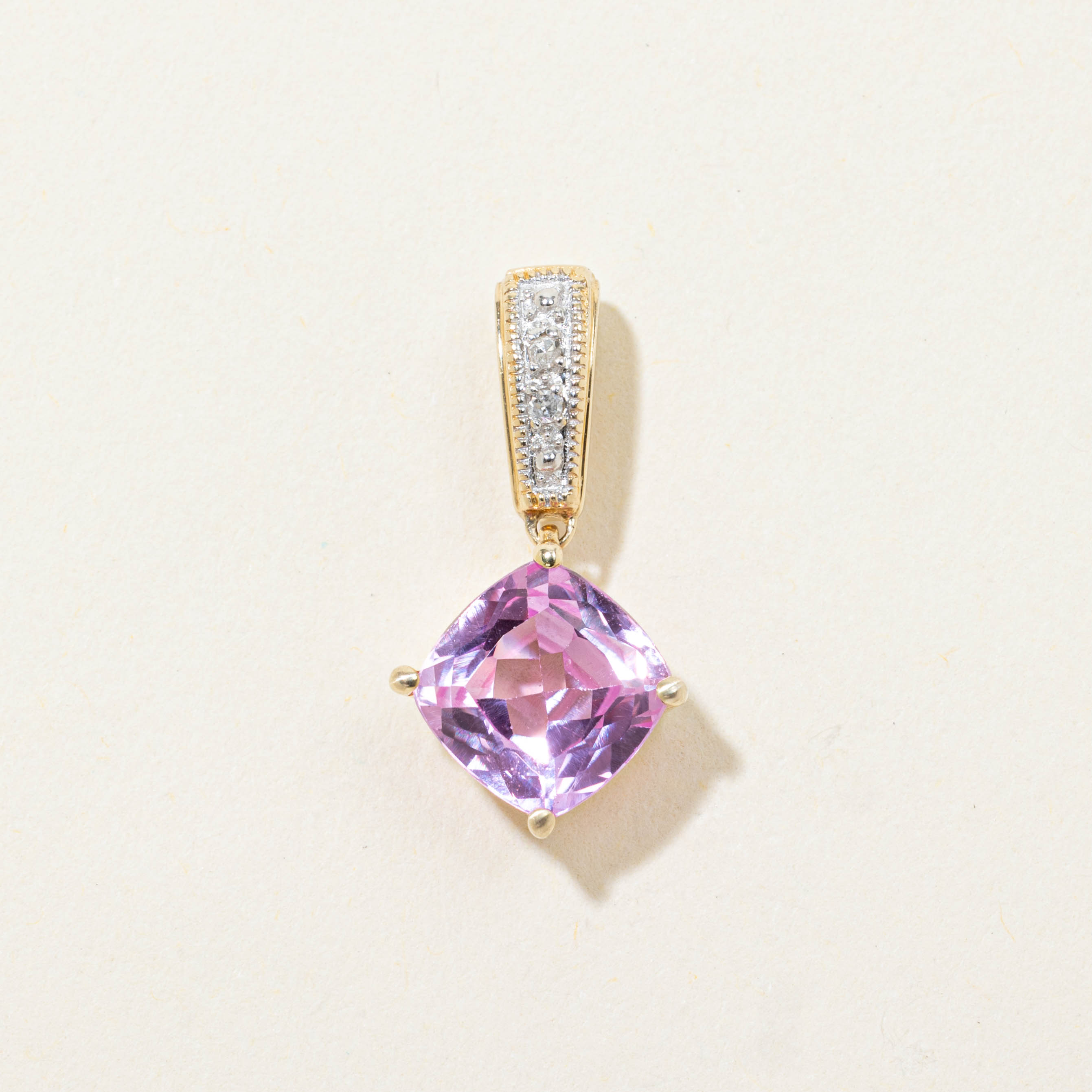 10k Synthetic Sapphire & Natural Diamond Pendant | 2.20ct, 0.01ctw