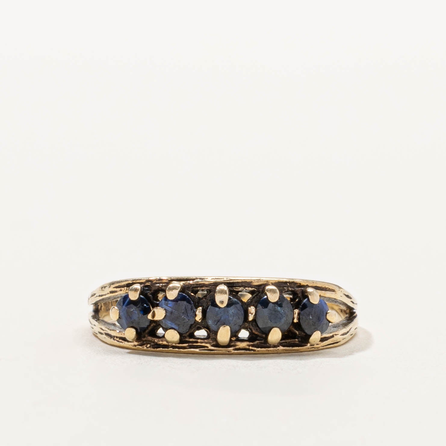 1979 London Five Stone Sapphire Split Shank Ring | SZ 7.25