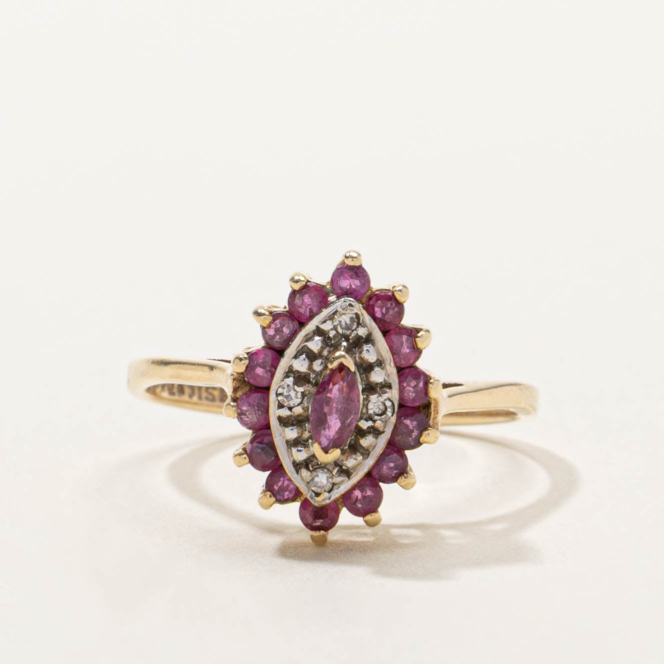 10k Ruby & Diamond Petal Cluster Ring | SZ 6