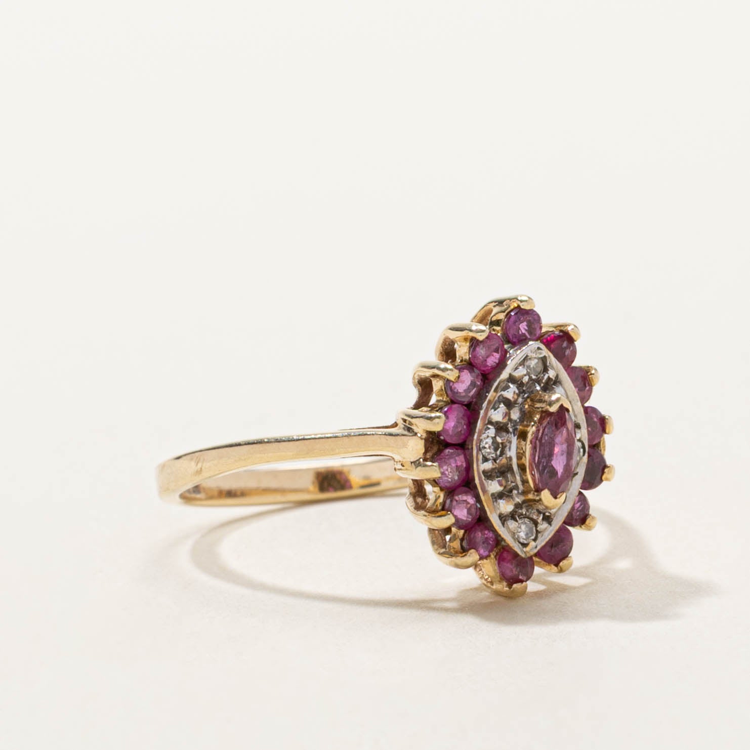 10k Ruby & Diamond Petal Cluster Ring | SZ 6