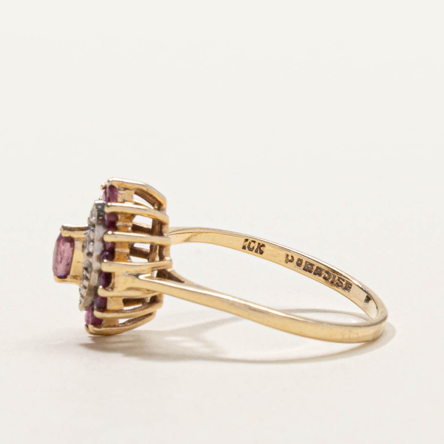 10k Ruby & Diamond Petal Cluster Ring | SZ 6
