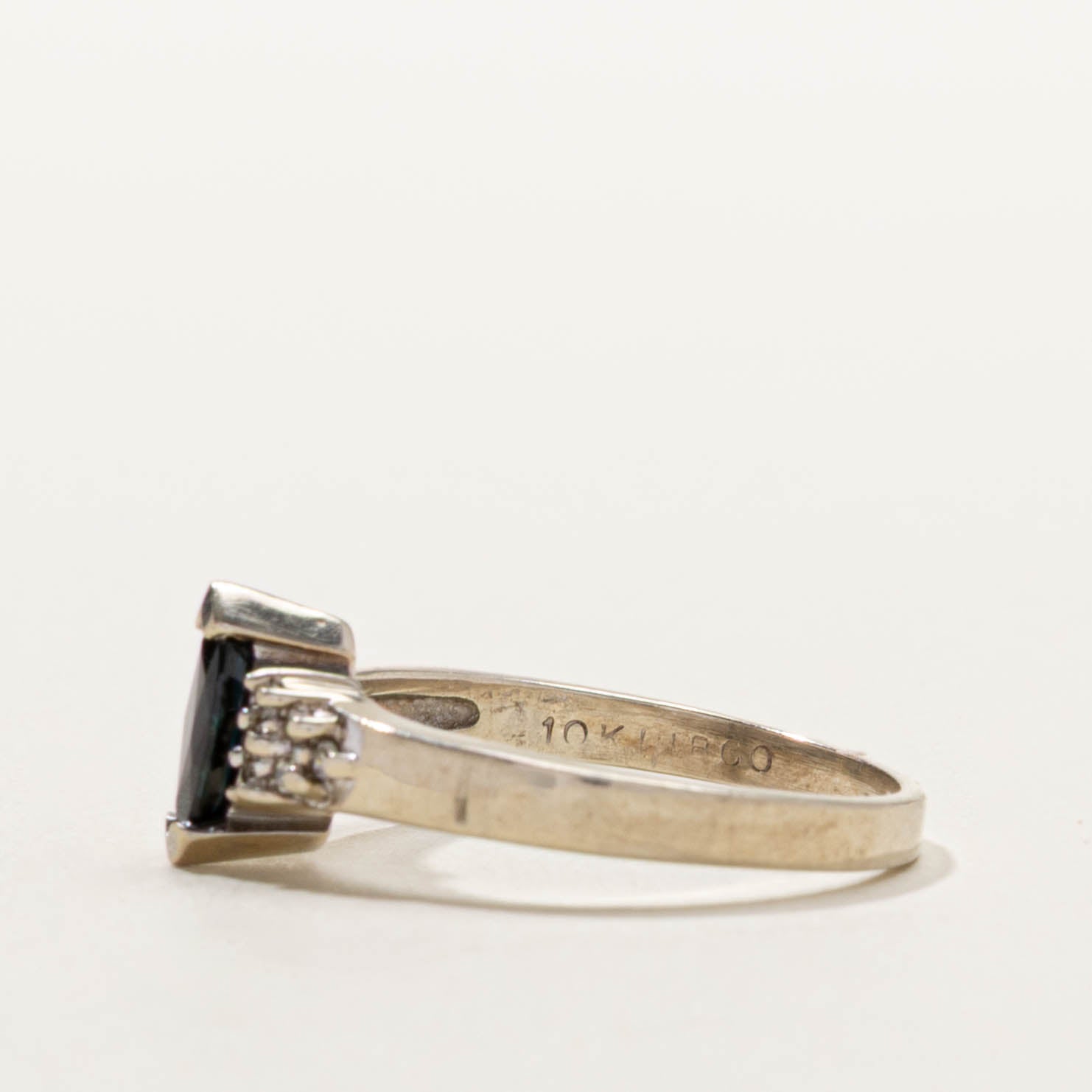 10k Marquise Cut Sapphire & Diamond Ring | SZ 5.75