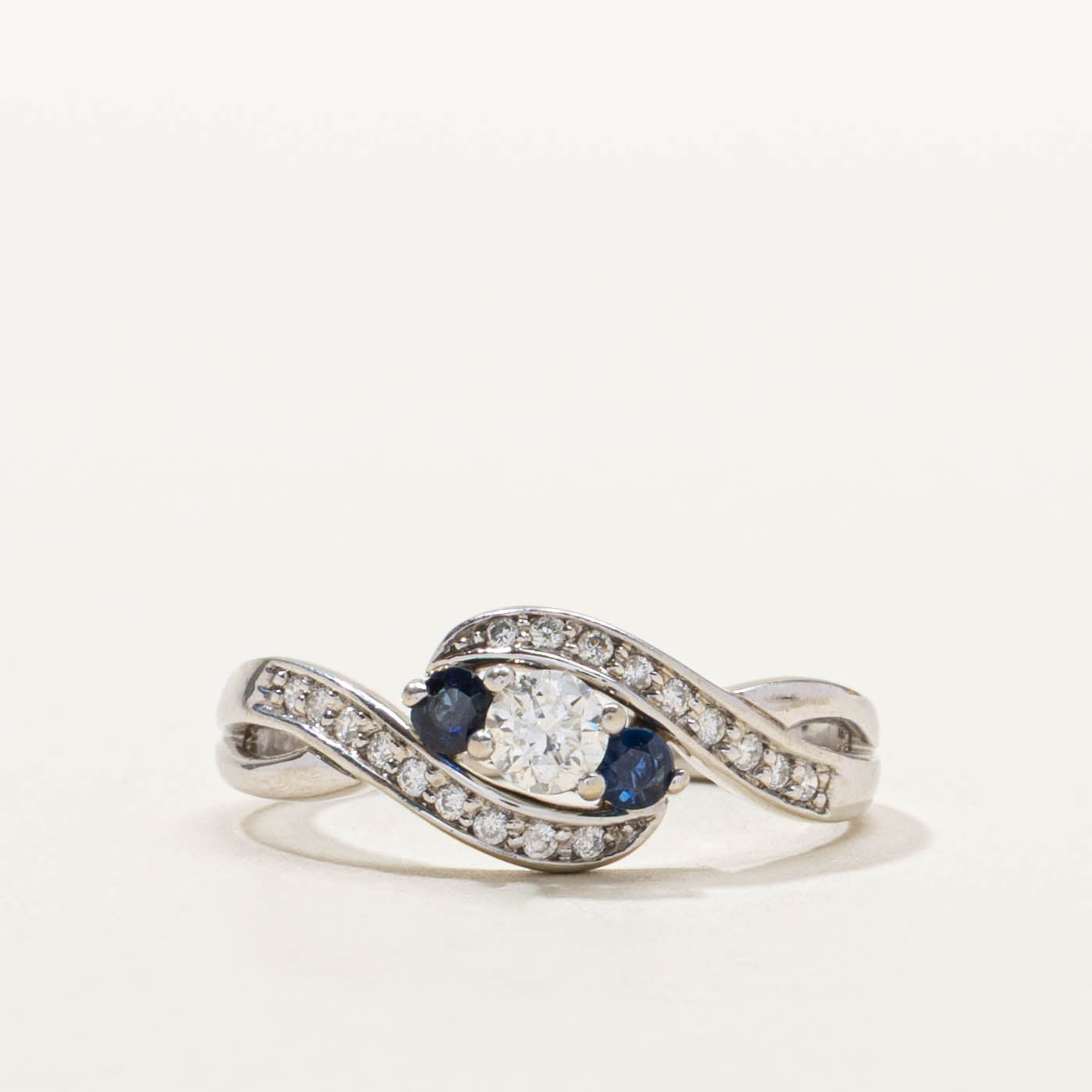 10k Sapphire & Diamond Waterfall Ring | SZ 5.75