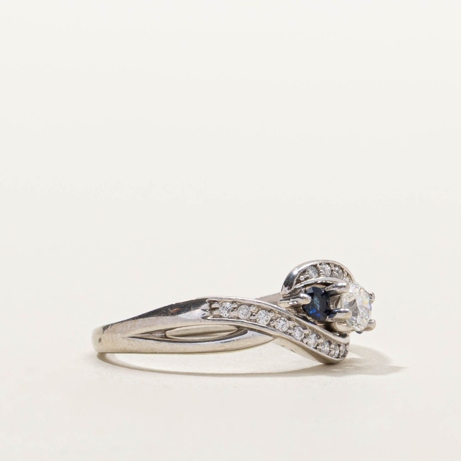 10k Sapphire & Diamond Waterfall Ring | SZ 5.75