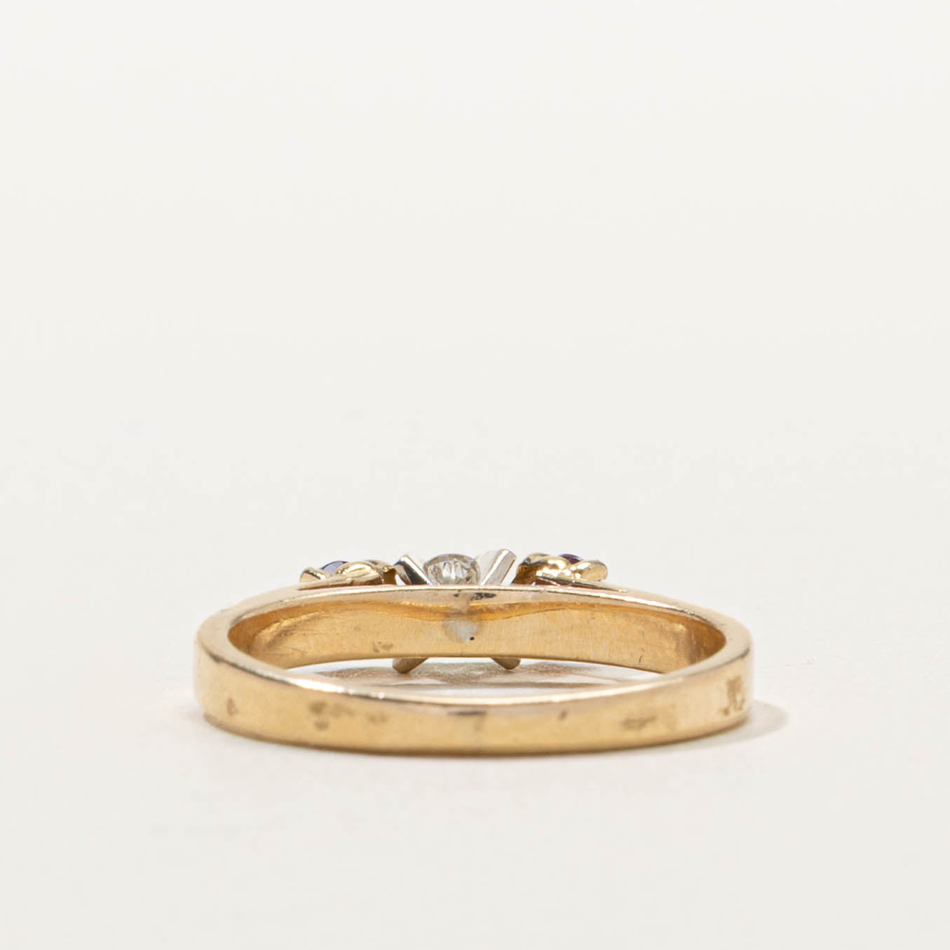 14k Three Stone Ruby & Diamond Ring | SZ 3.75