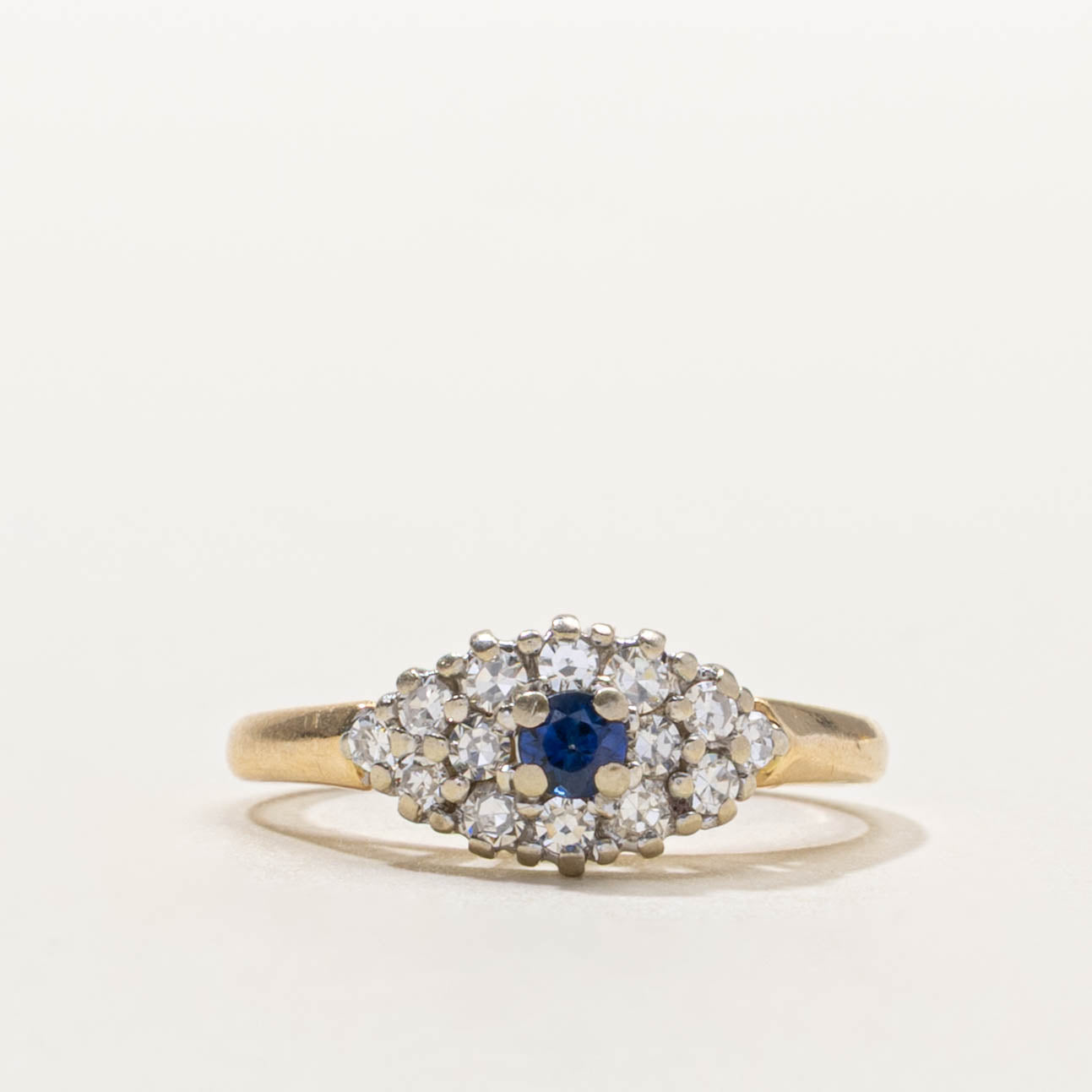 14k Sapphire & Diamond Marquise Cluster Ring | SZ 3.25