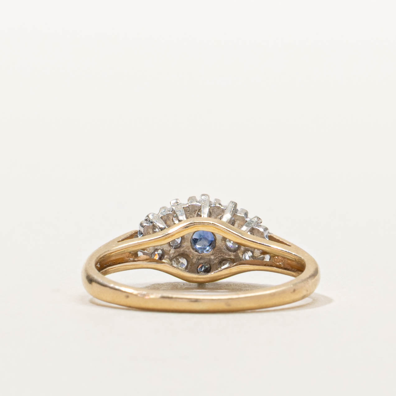 14k Sapphire & Diamond Marquise Cluster Ring | SZ 3.25