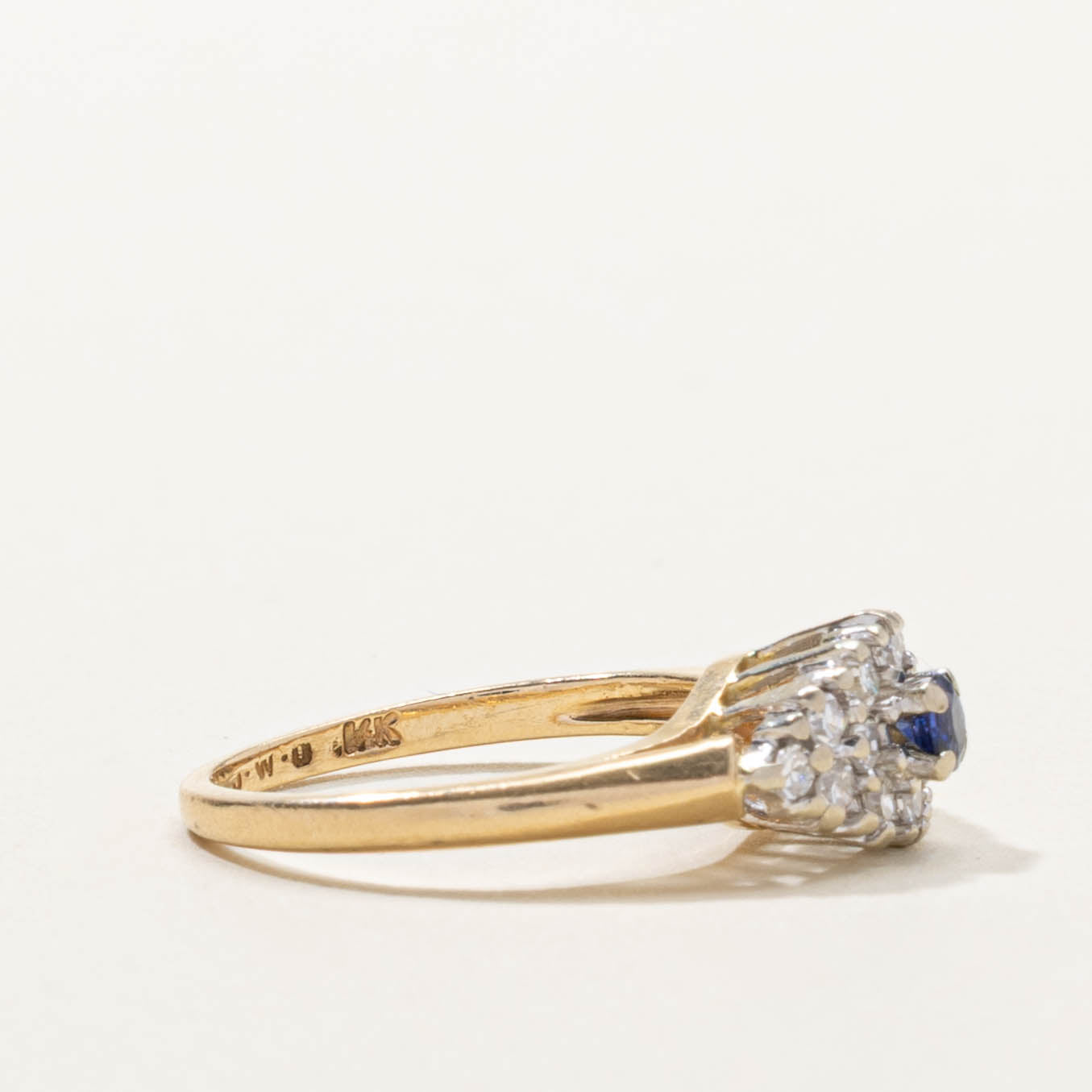 14k Sapphire & Diamond Marquise Cluster Ring | SZ 3.25