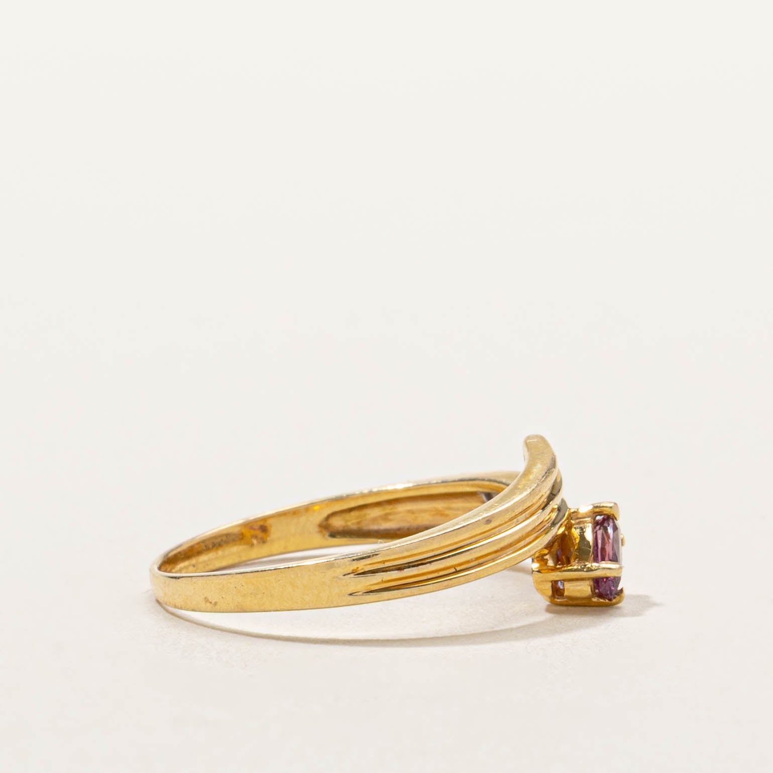 18k Marquise Cut Ruby & Diamond Bypass Ring | SZ 6.25