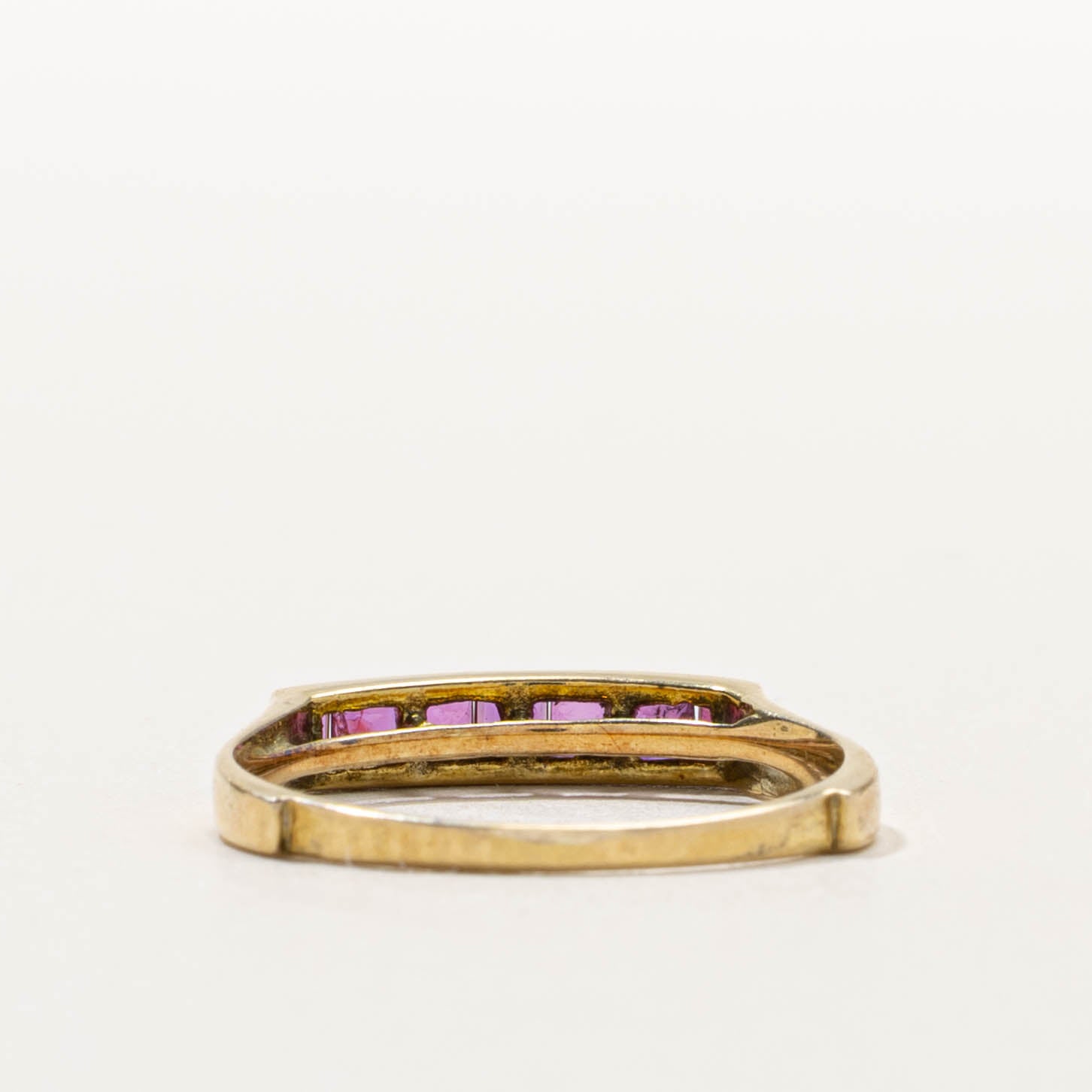 14k Channel Set Square Cut Ruby Ring | SZ 7.25