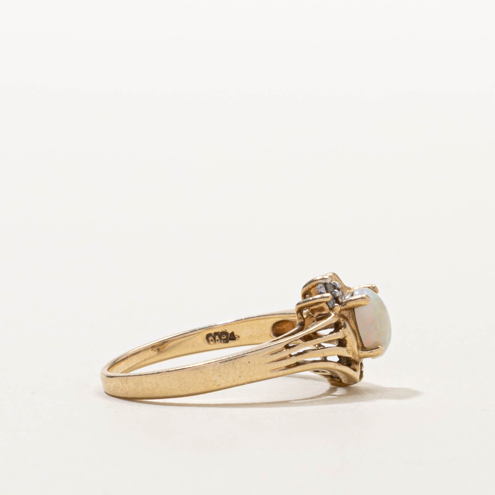 10k Opal & Diamond Split Shank Ring | SZ 6