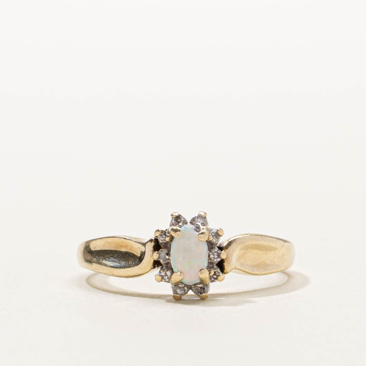 10k Opal & Diamond Petal Ring | SZ 6.25
