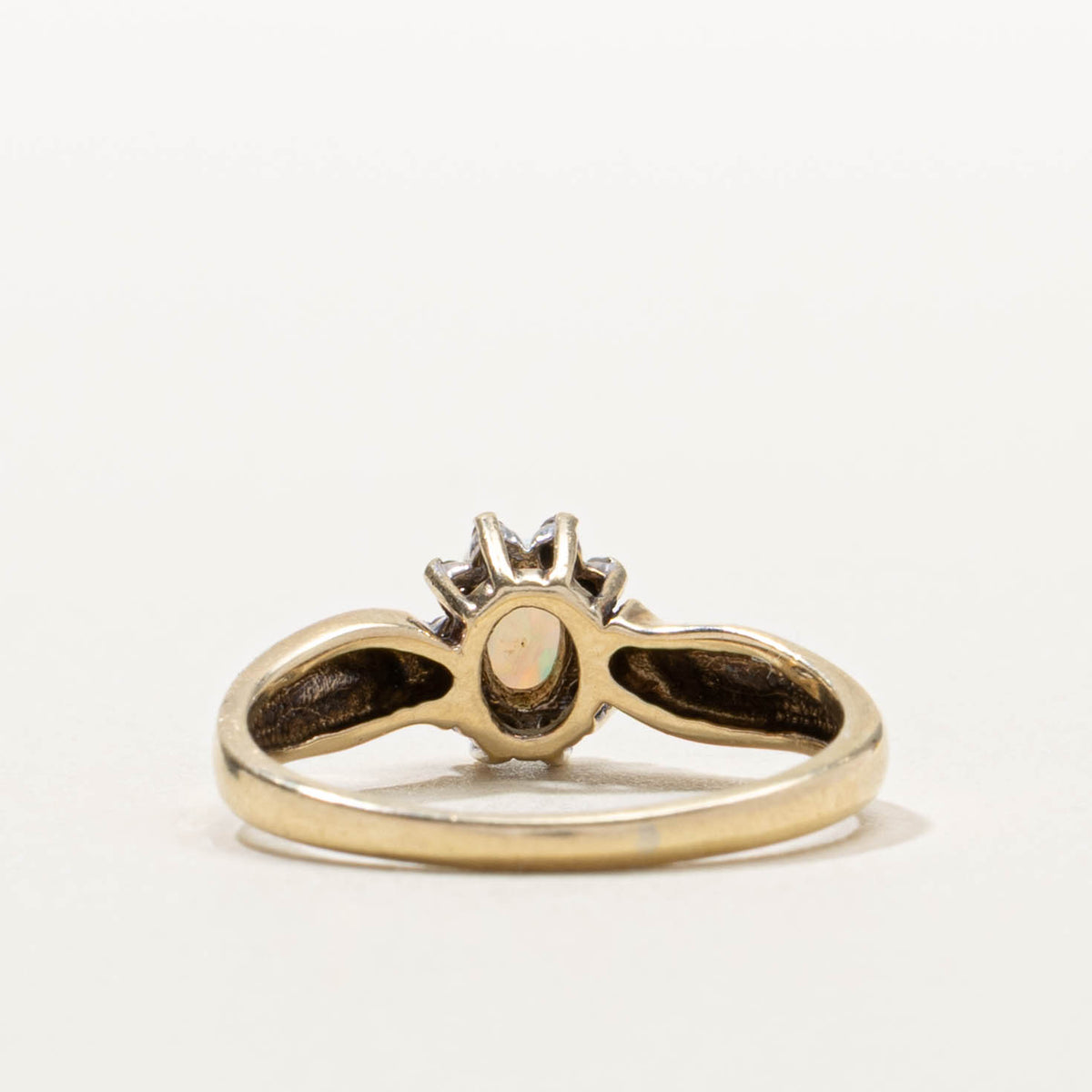 10k Opal & Diamond Petal Ring | SZ 6.25