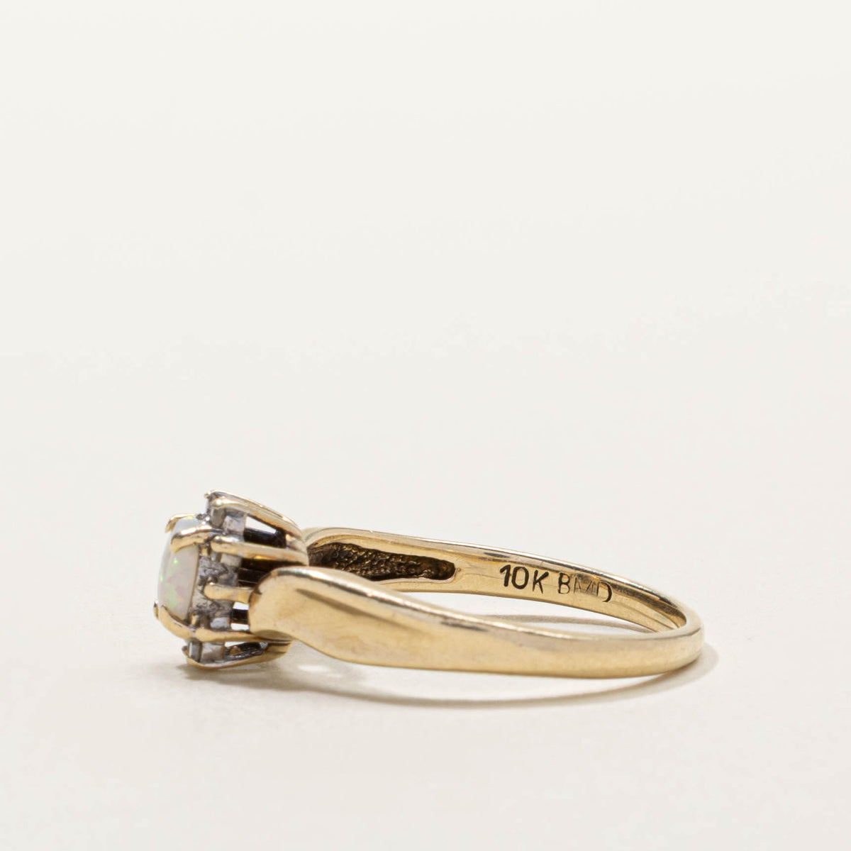 10k Opal & Diamond Petal Ring | SZ 6.25