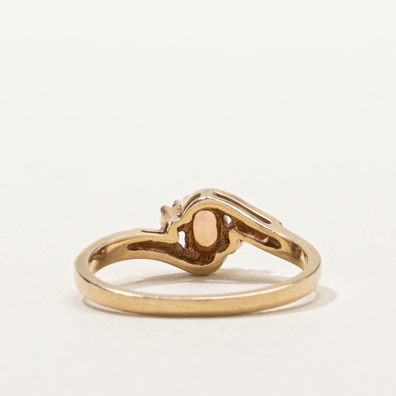10k Opal & Diamond Bypass Ring | SZ 6.25