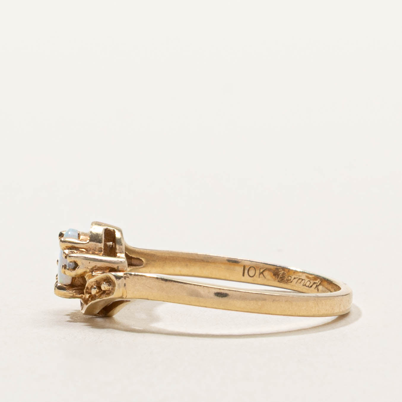 10k Opal & Diamond Bypass Ring | SZ 6.25