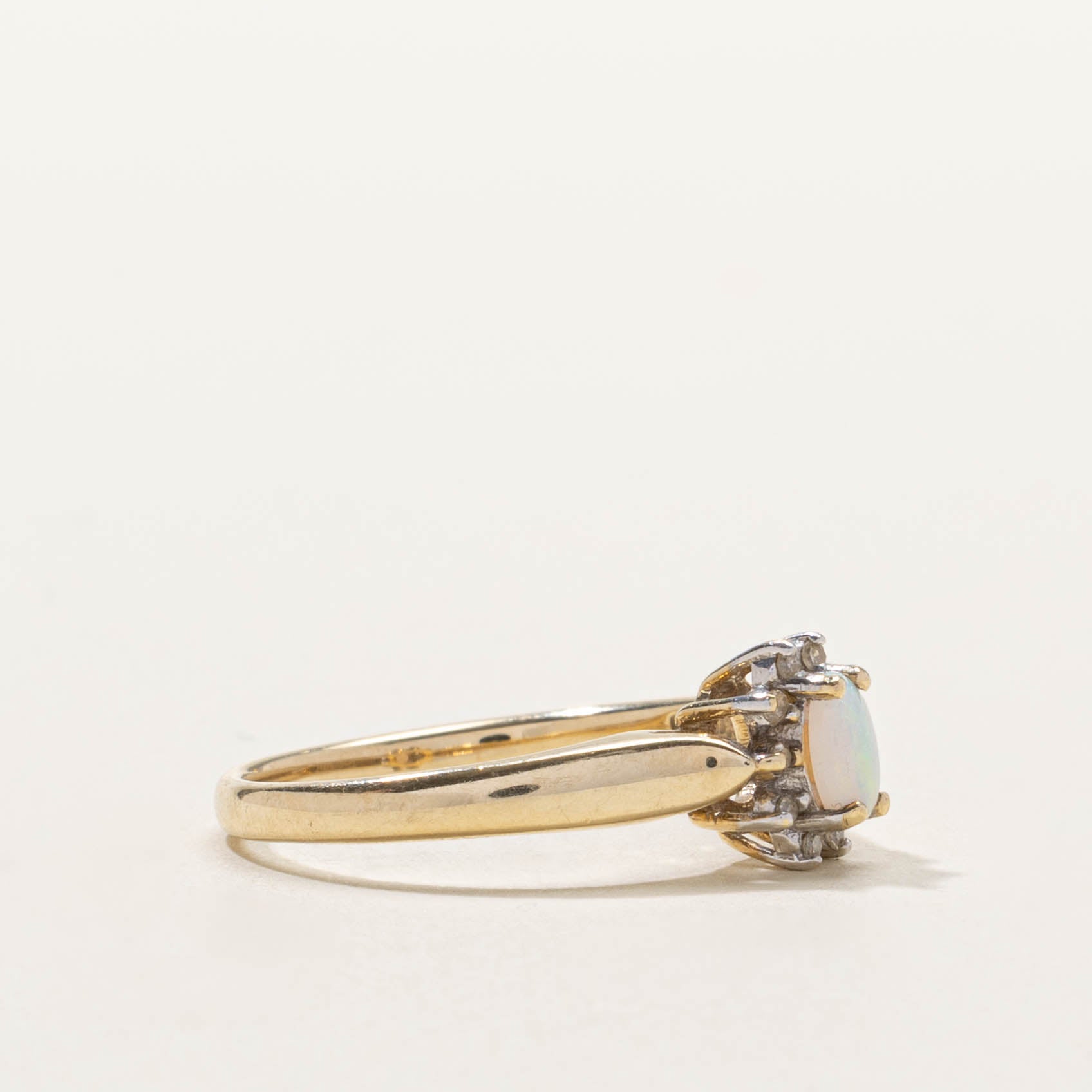 10k Opal & Diamond Petal Ring | SZ 6.25