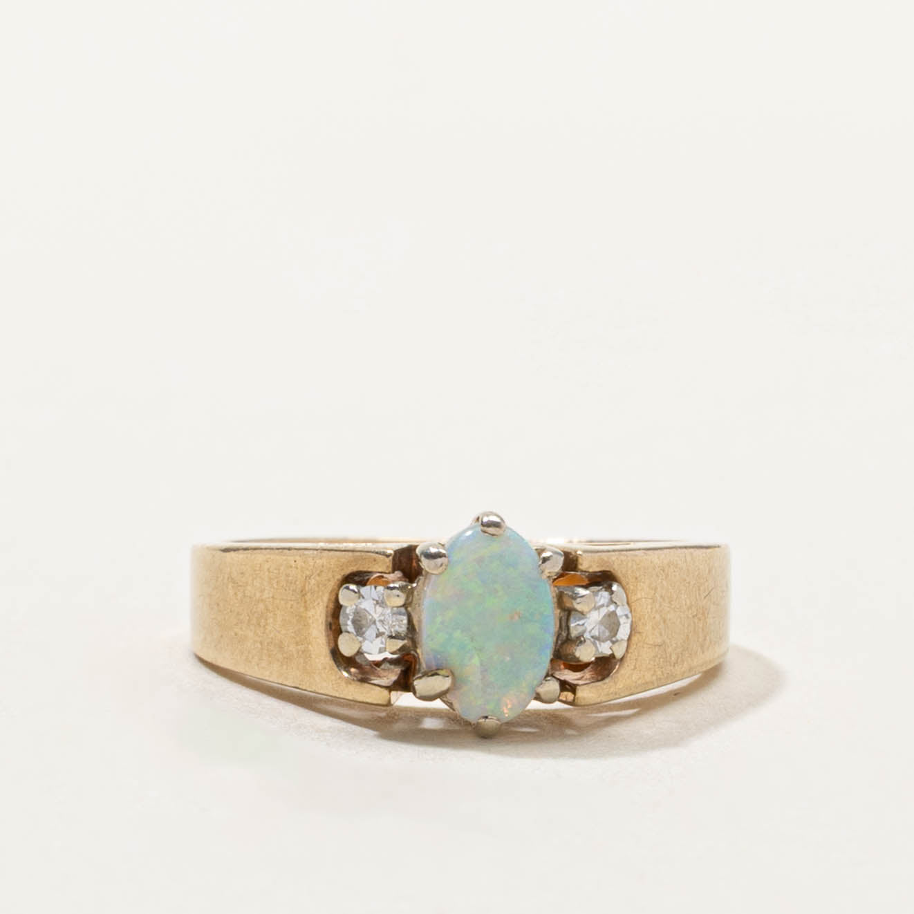 10k Opal & Diamond Accents Ring | SZ 3.5