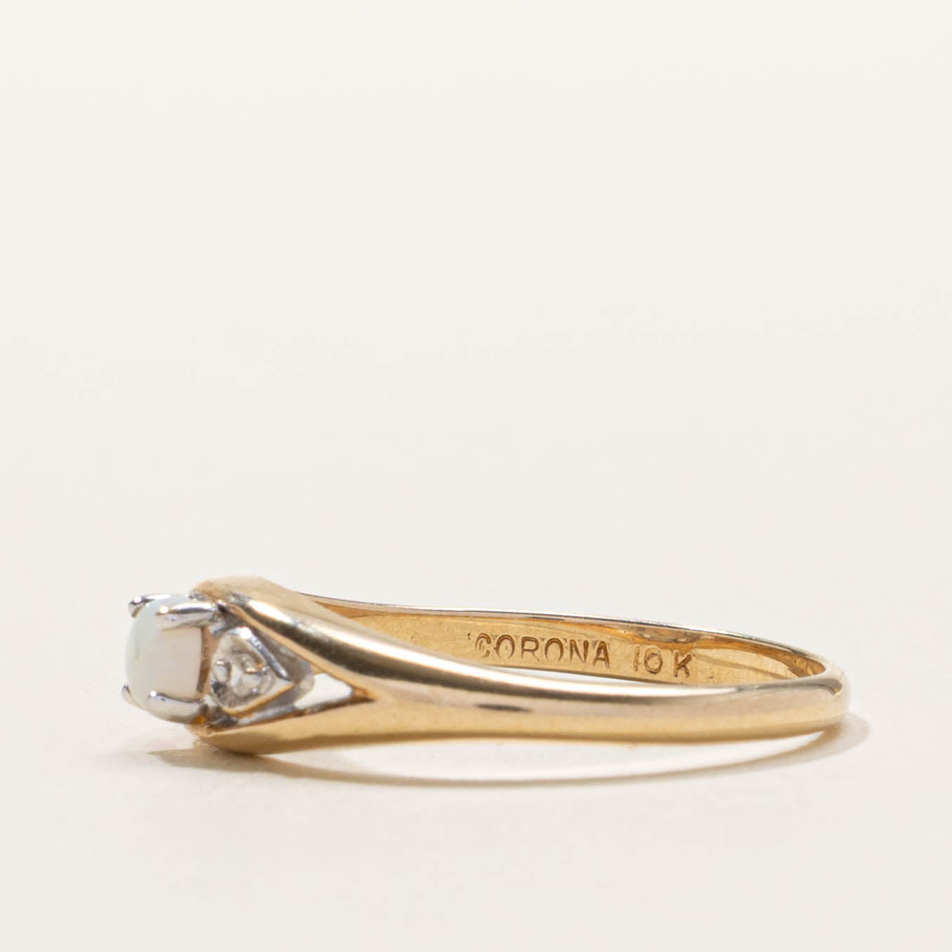 10k Two Tone Opal & Diamond Marquise Ring | SZ 6.25