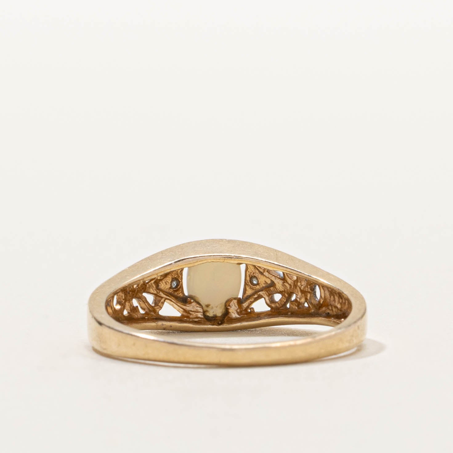 10k Opal & Diamond Triangle Openwork Ring | SZ 7