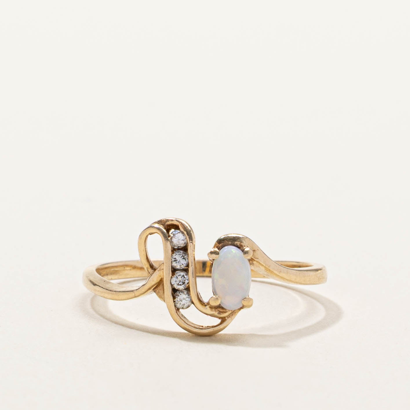 10k Opal & Diamond Abstract Ring | SZ 7.5