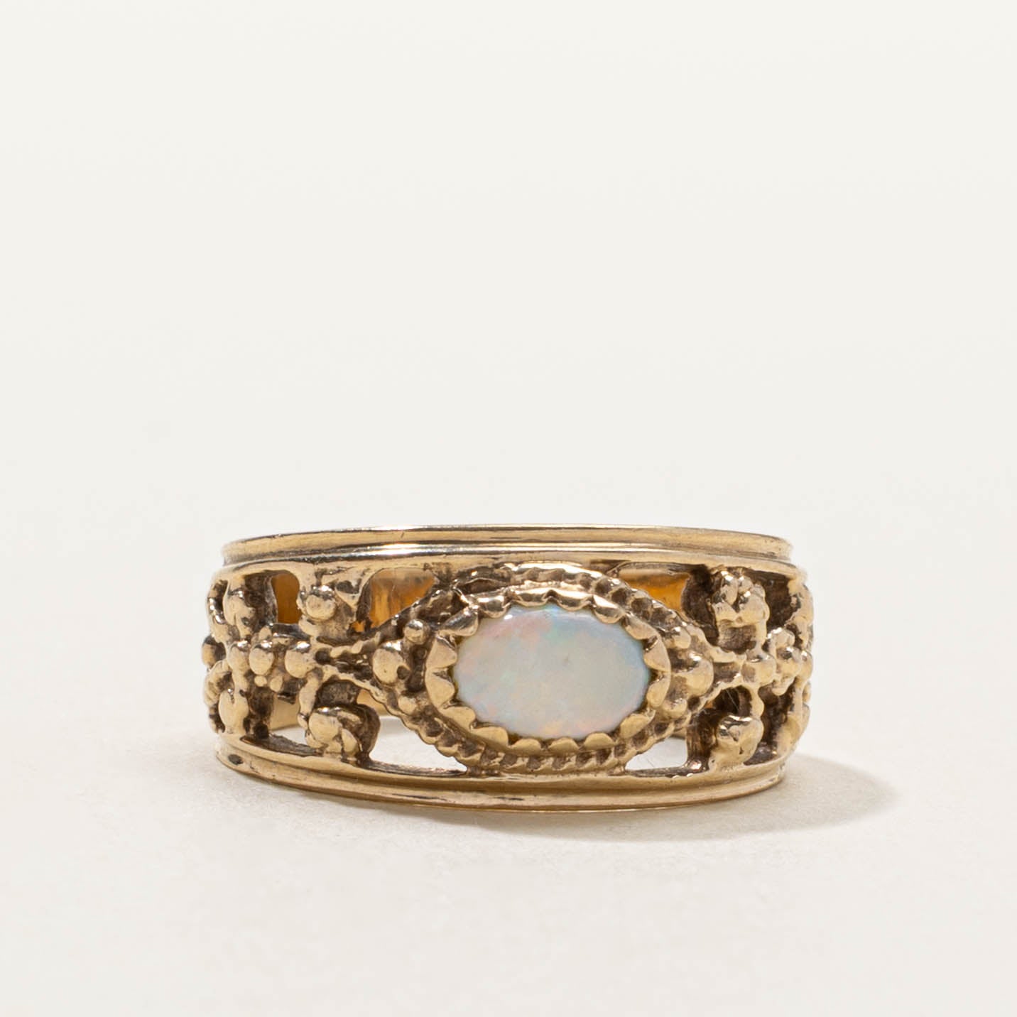 10k Opal Ornate Openwork Ring | SZ 5.25