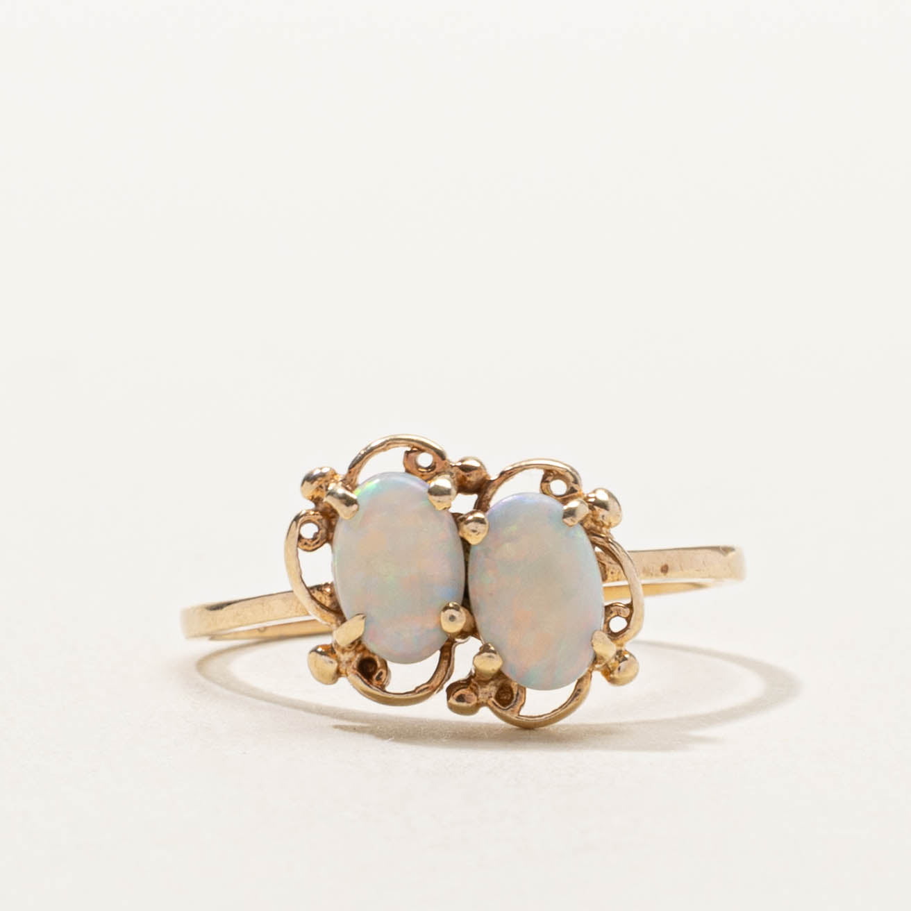 10k Toi et Moi Opal Openwork Ring | SZ 5.25