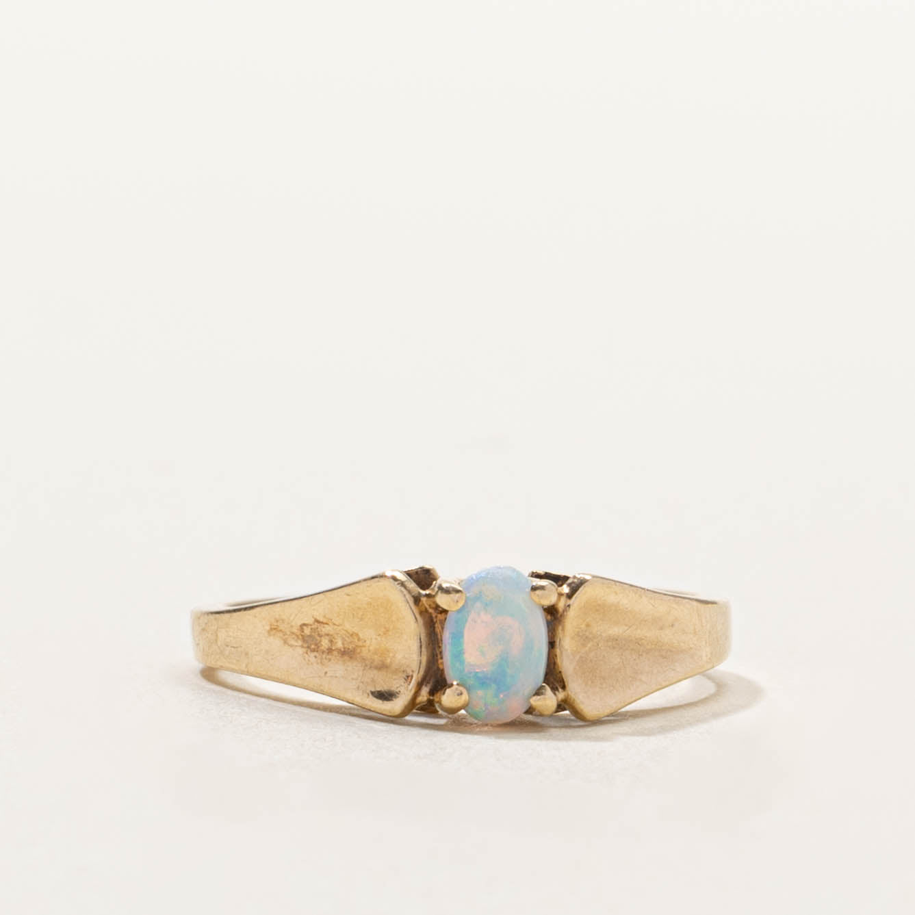 10k Opal Textured Concave Ring | SZ 4.75