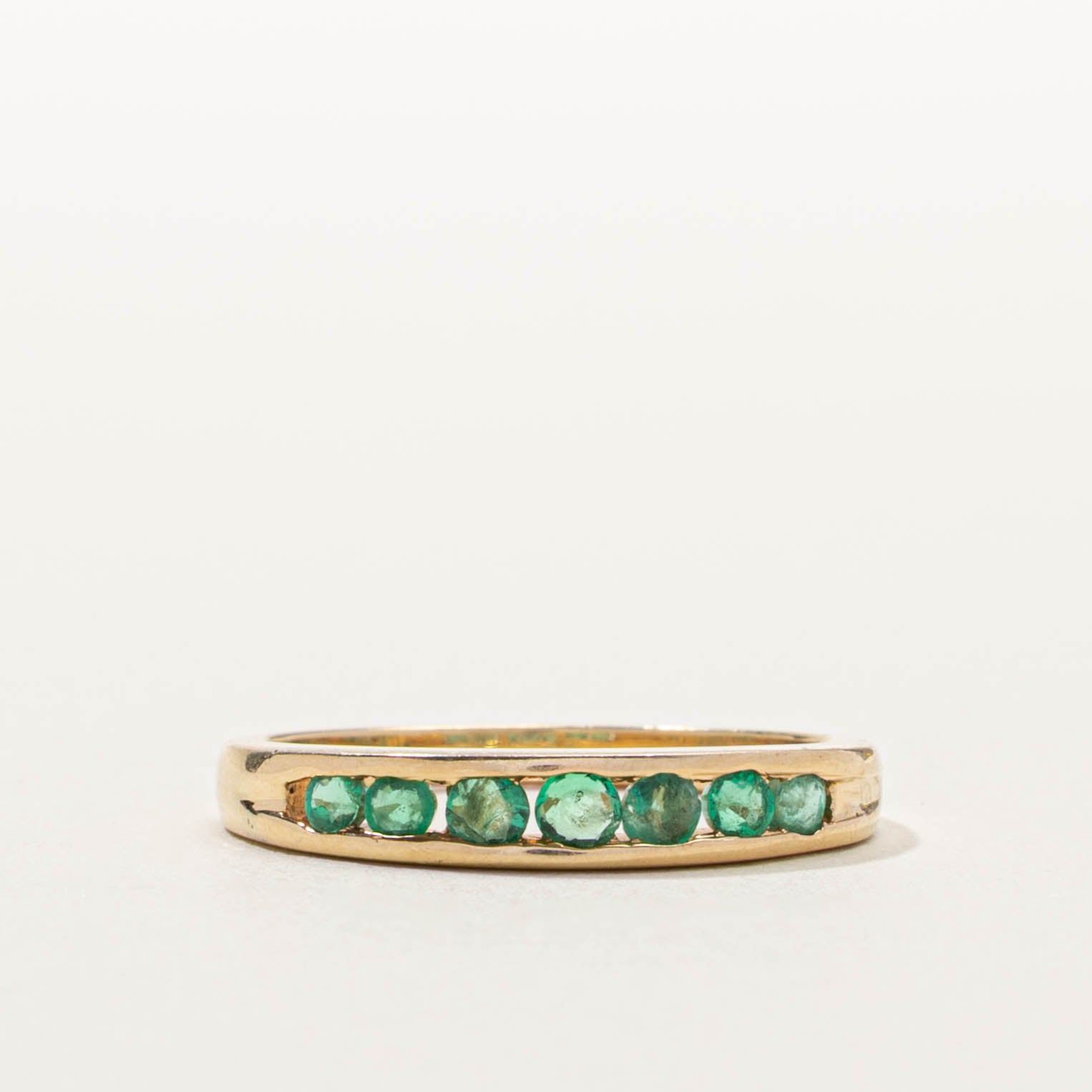 14k Semi Eternity Emerald Ring | SZ 7.75