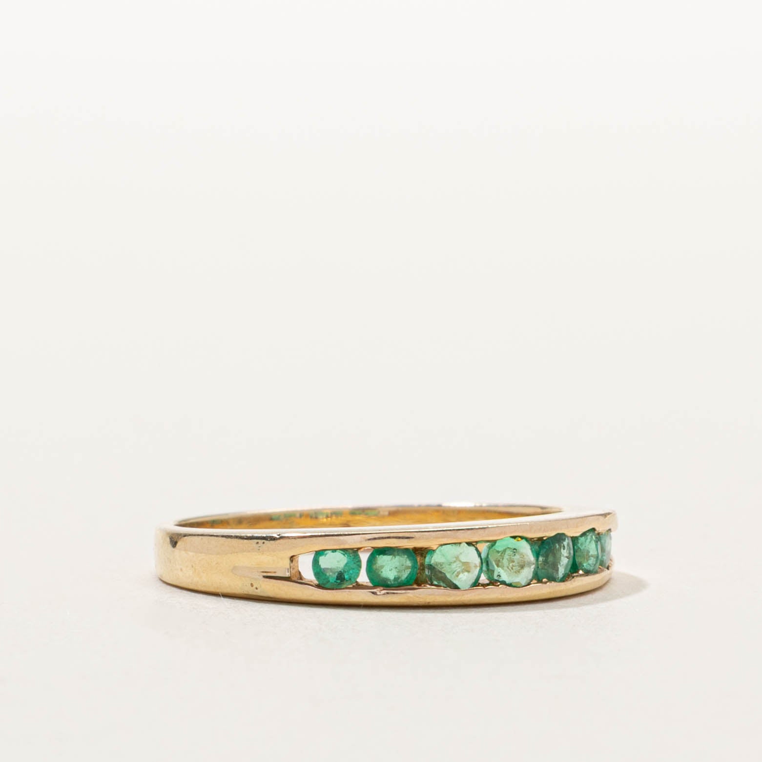 14k Semi Eternity Emerald Ring | SZ 7.75