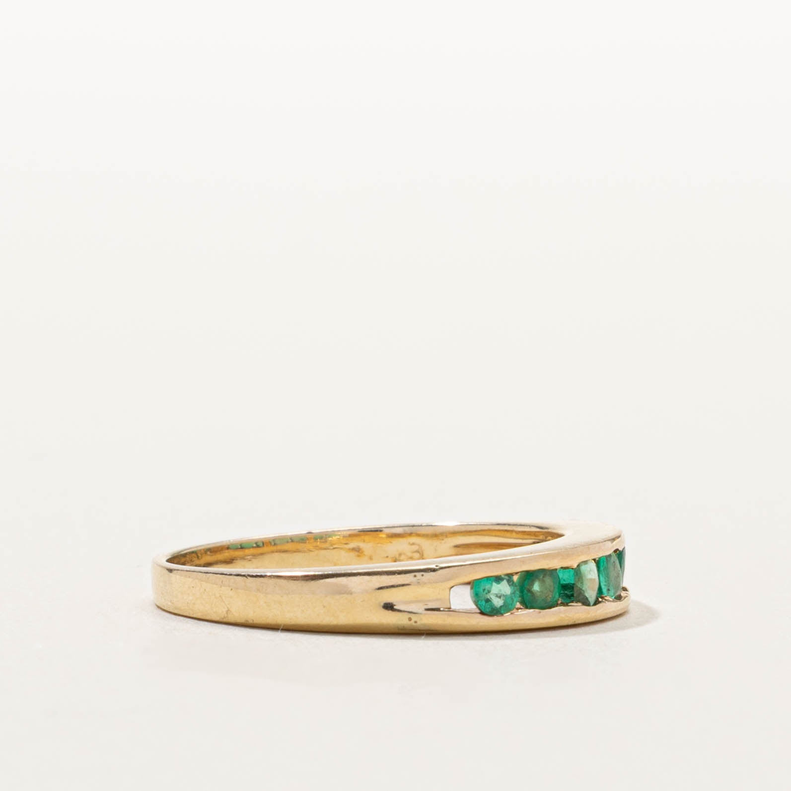 14k Semi Eternity Emerald Ring | SZ 7.75