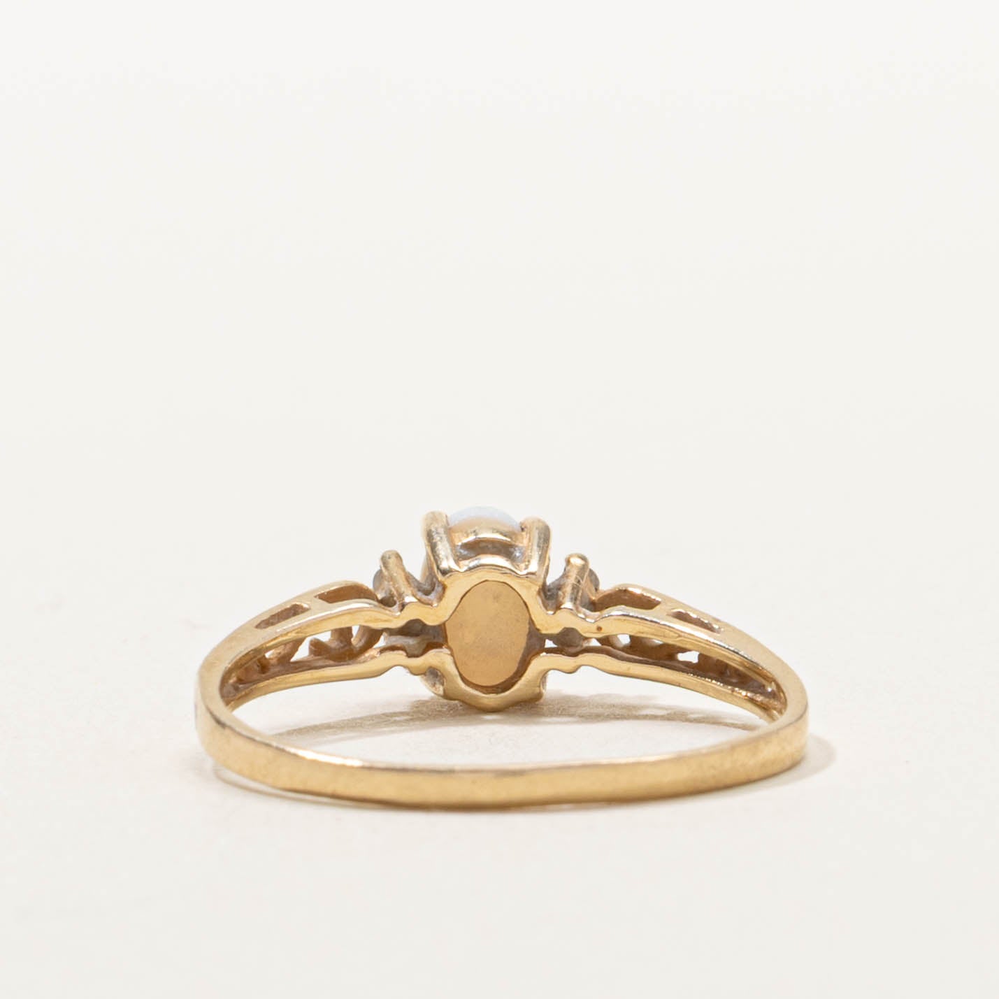 14k Opal & Diamond Accent Openwork Ring | SZ 6.5