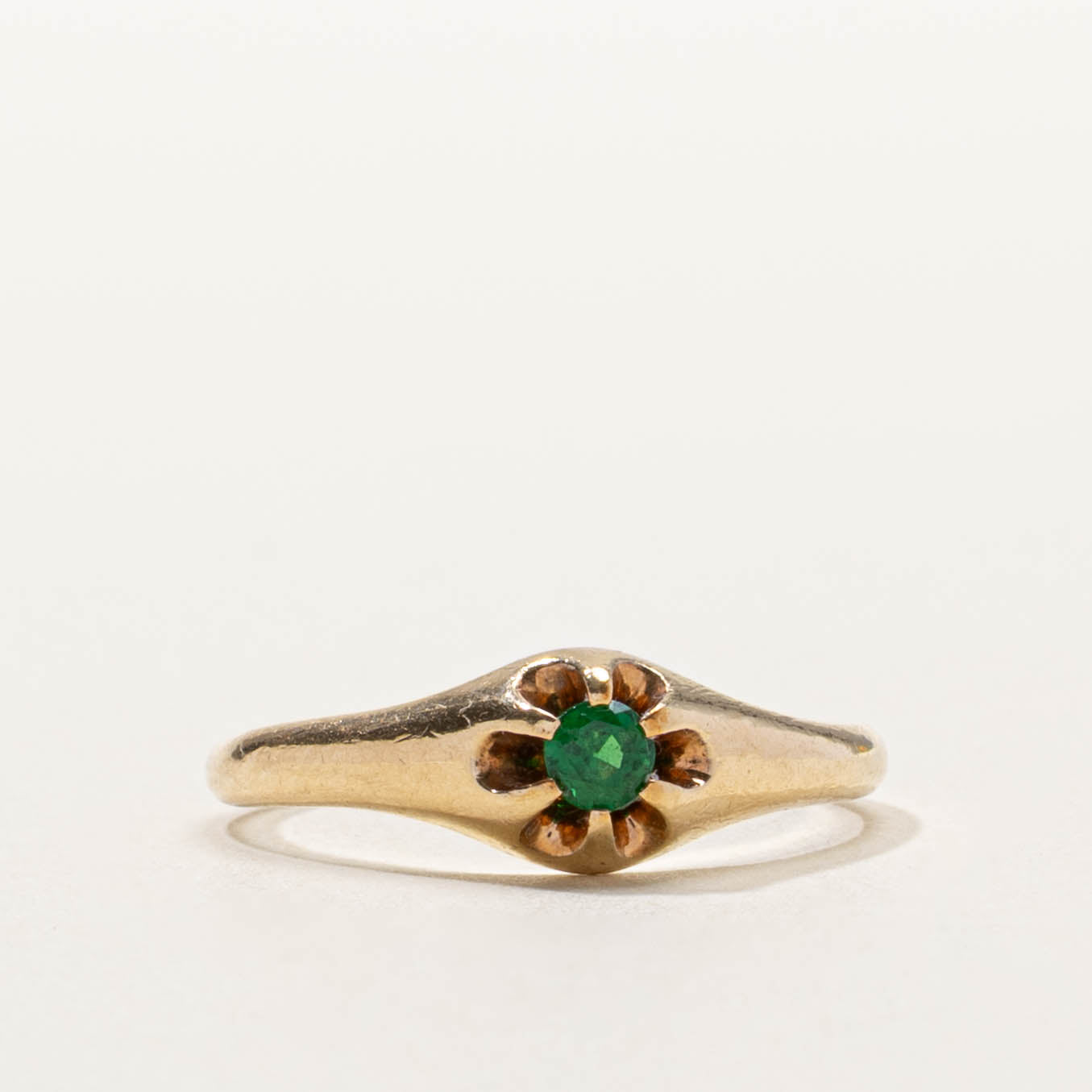 10k Belcher Set Tsavorite Garnet Ring | SZ 6.5