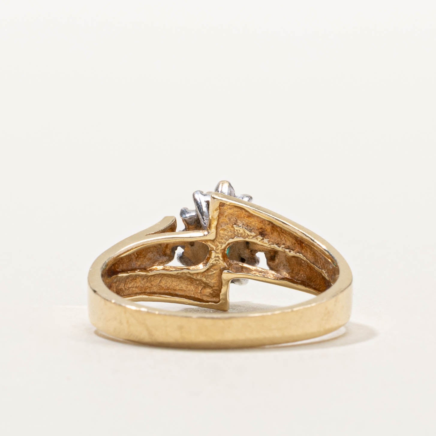 10k Synthetic Emerald & Diamond Halo Geometric Ring | SZ 6.75