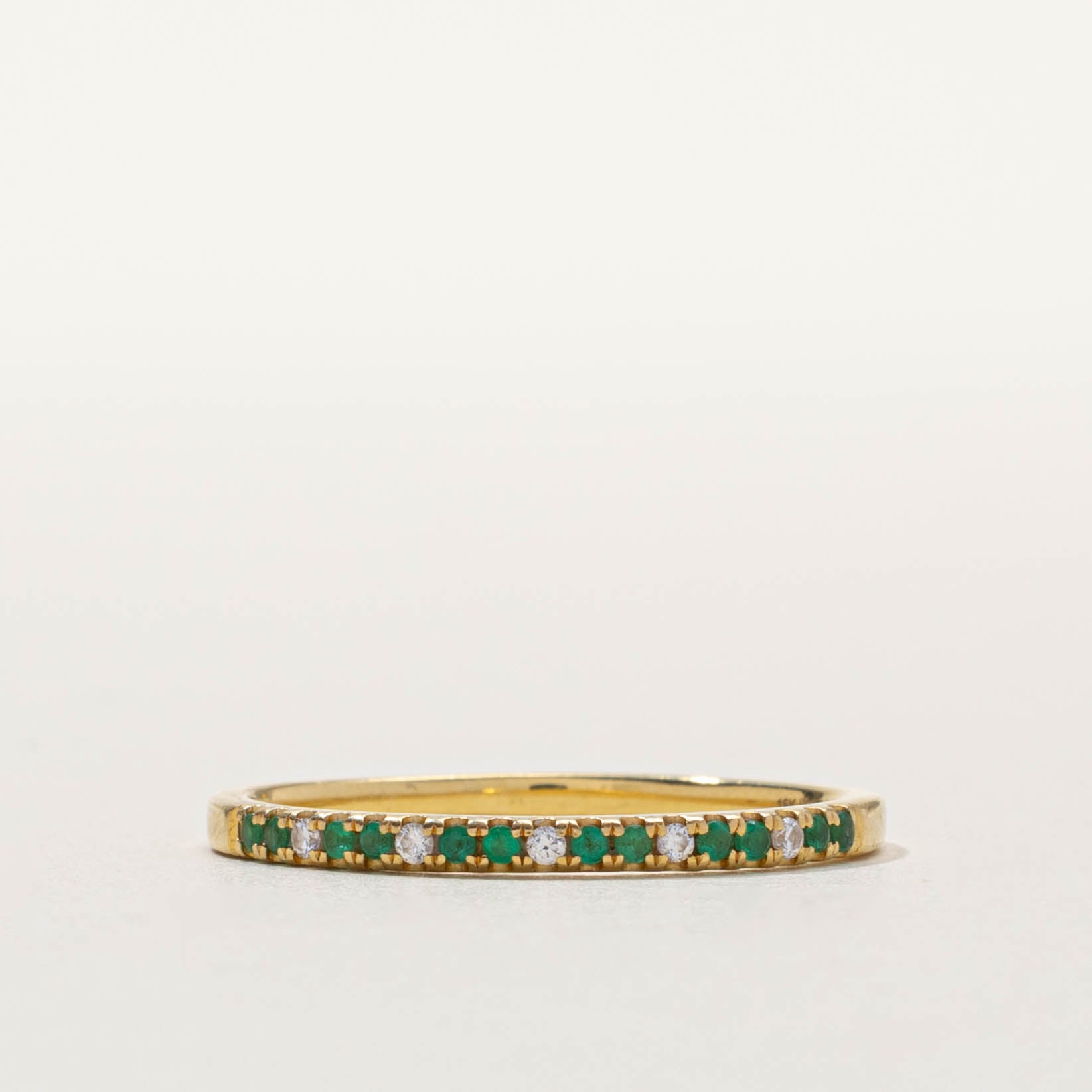 18k Semi Eternity Emerald & Diamond Band | SZ 9.25