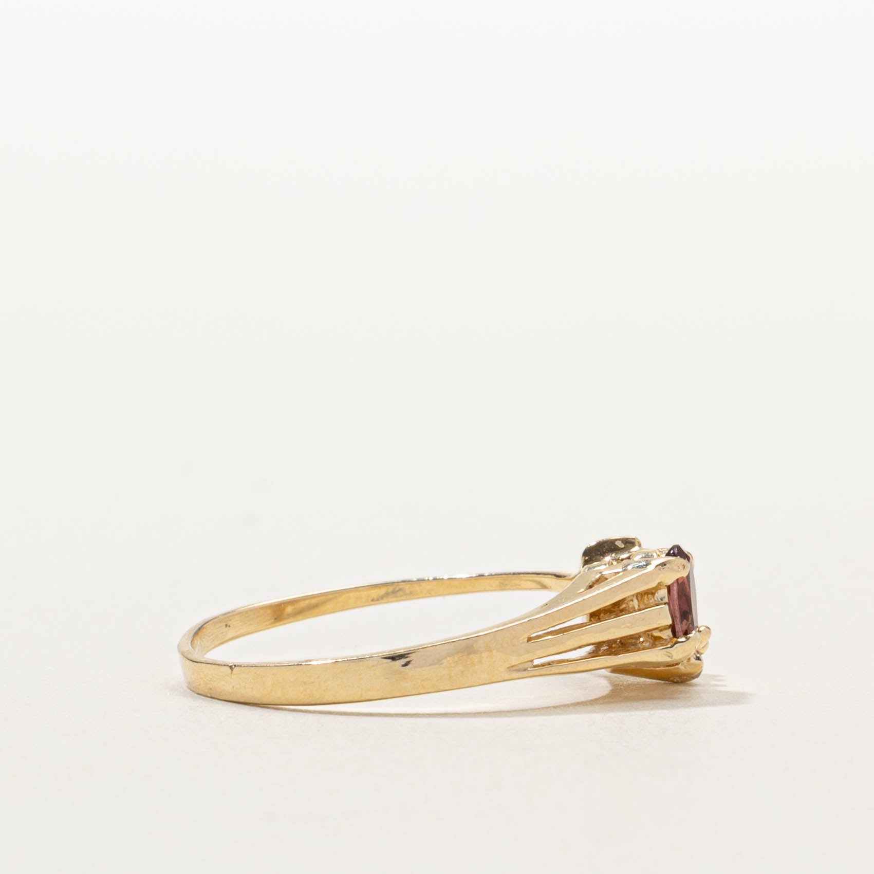 14k Scattered Pink Tourmaline & Diamond Ring | SZ 7