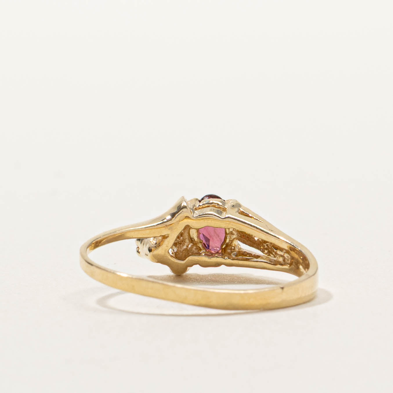 14k Scattered Pink Tourmaline & Diamond Ring | SZ 7