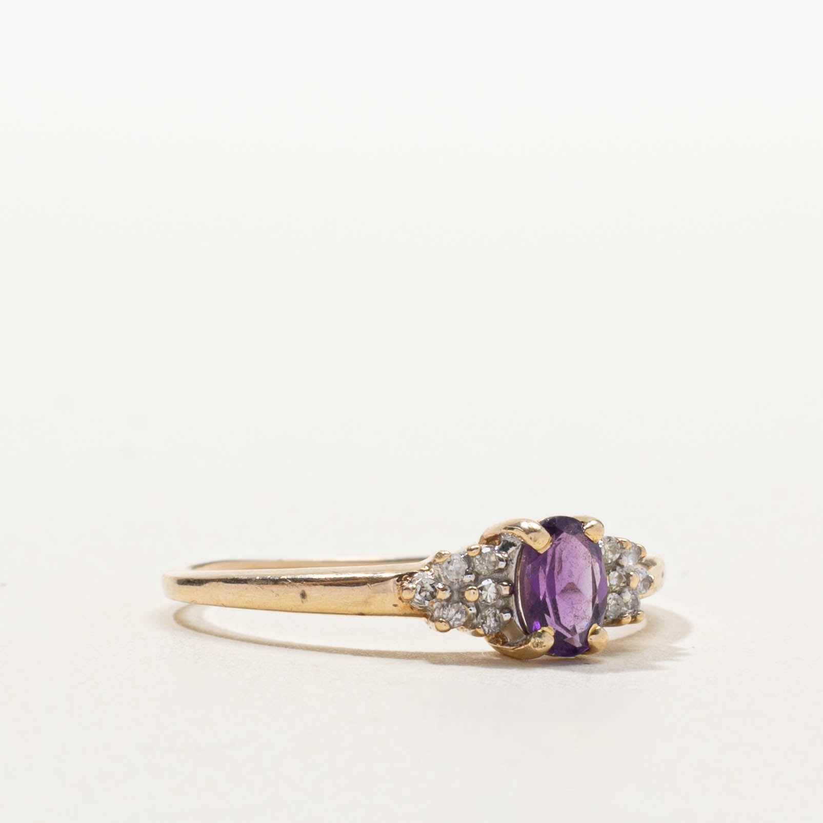 10k North-South Amethyst & Diamond Accent Ring | SZ 9.75