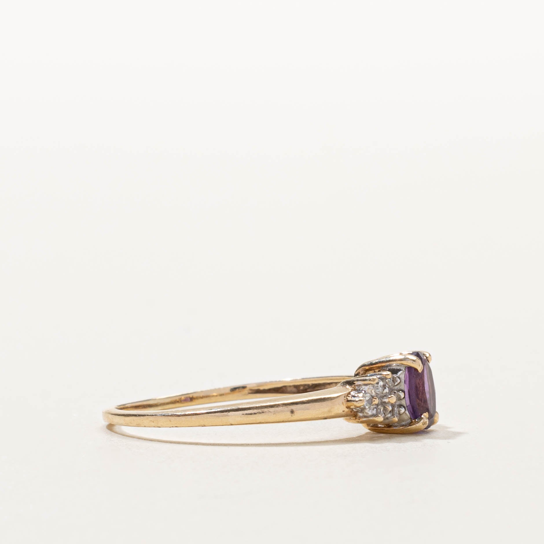 10k North-South Amethyst & Diamond Accent Ring | SZ 9.75