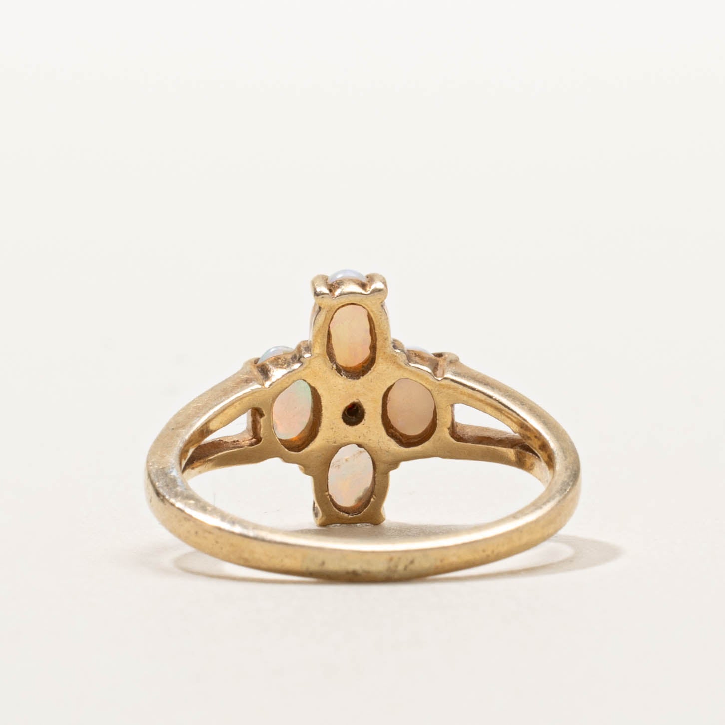 10k Opal & Garnet Split Shank Ring | SZ 6
