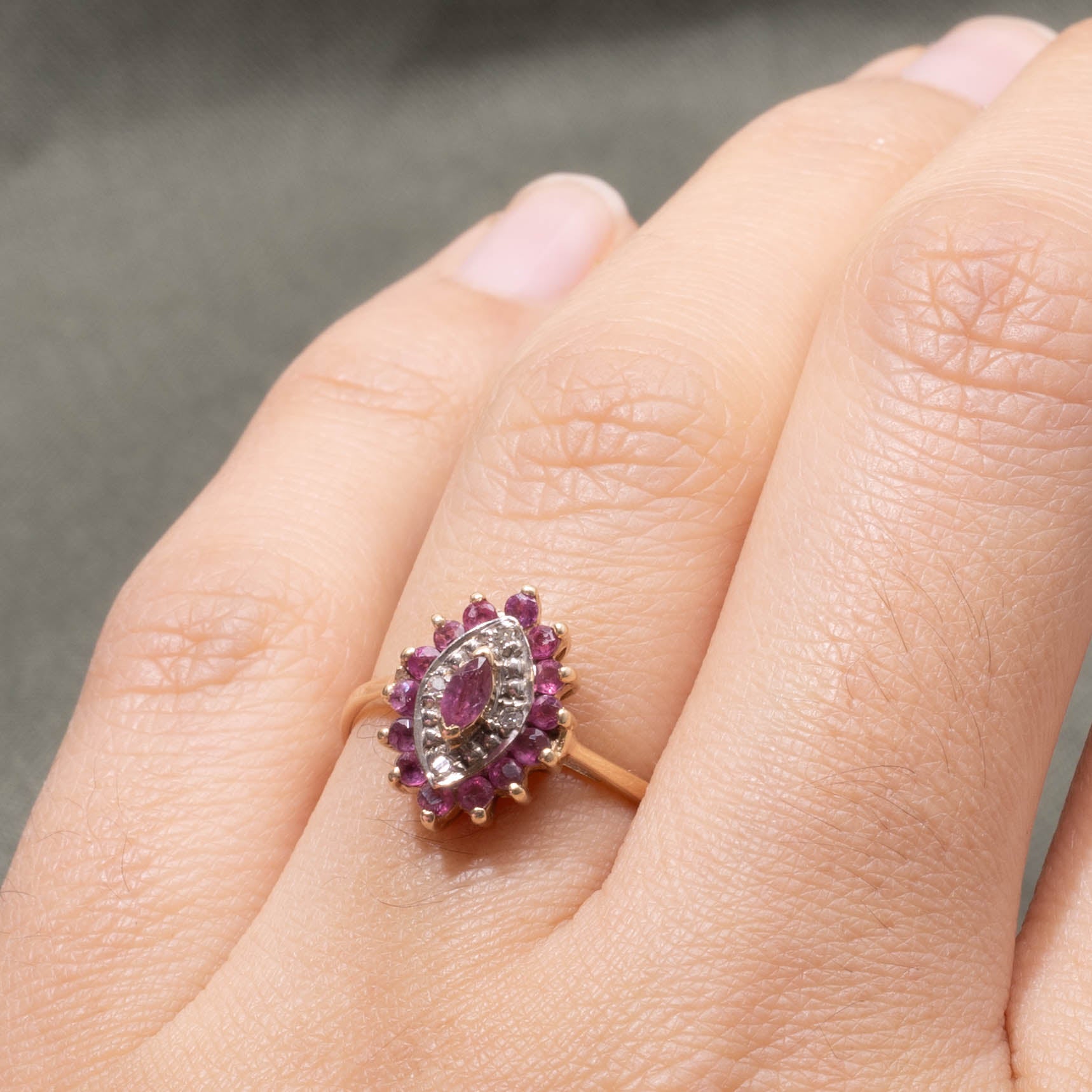 10k Ruby & Diamond Petal Cluster Ring | SZ 6