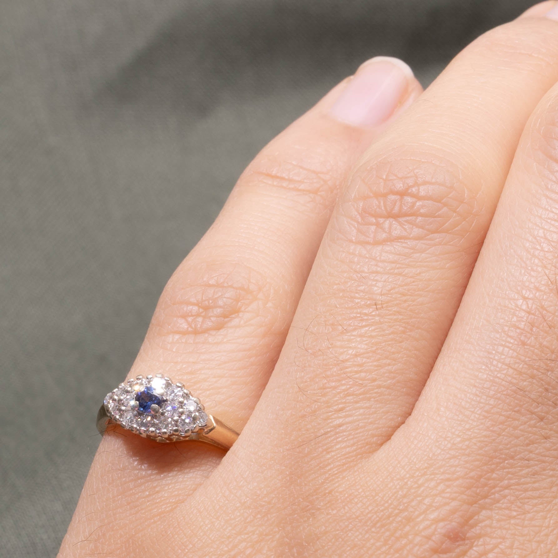 14k Sapphire & Diamond Marquise Cluster Ring | SZ 3.25