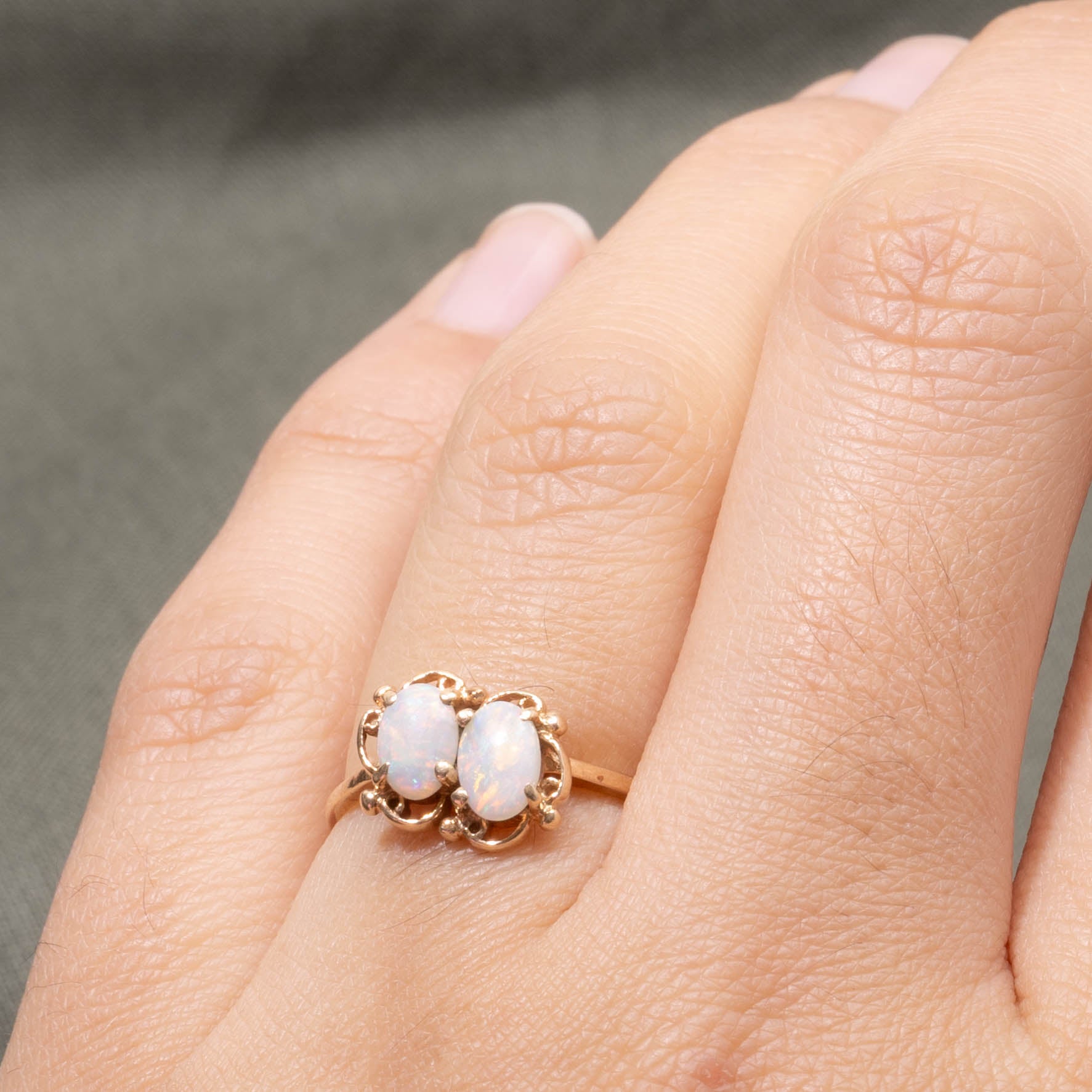 10k Toi et Moi Opal Openwork Ring | SZ 5.25