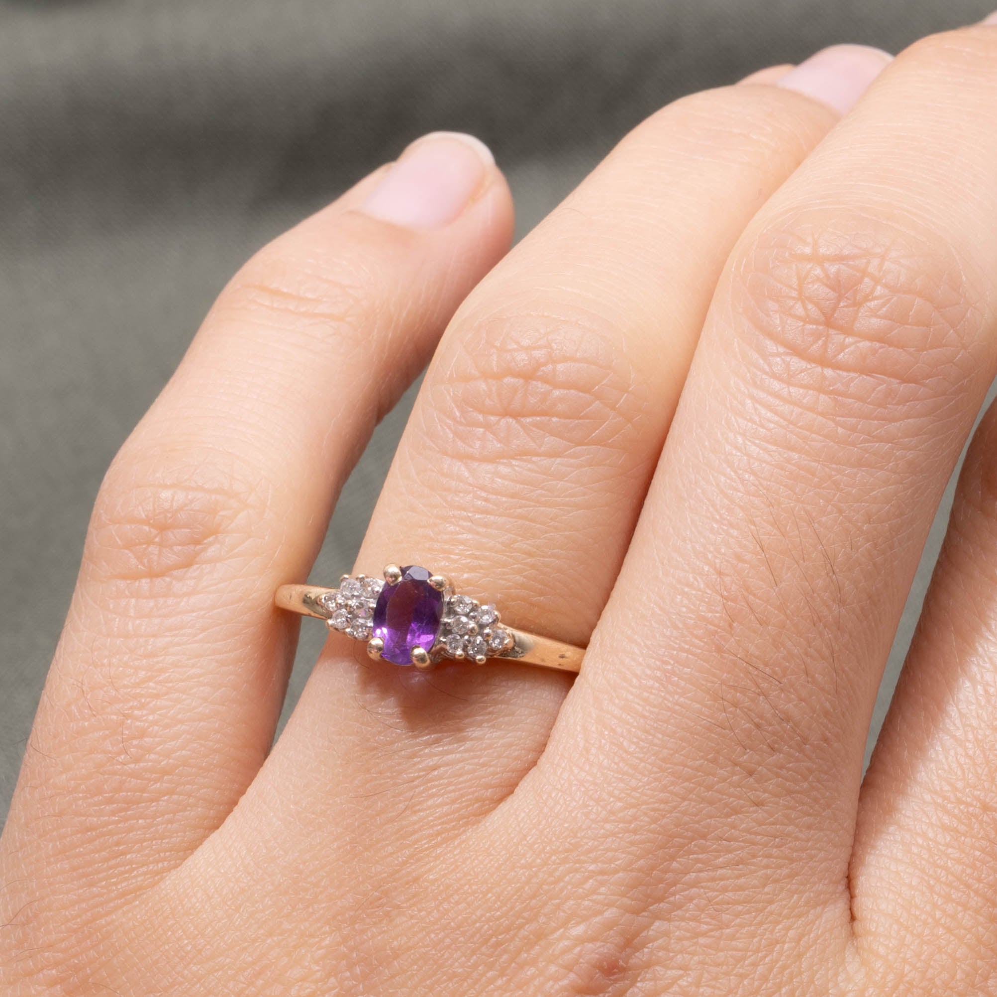 10k North-South Amethyst & Diamond Accent Ring | SZ 9.75